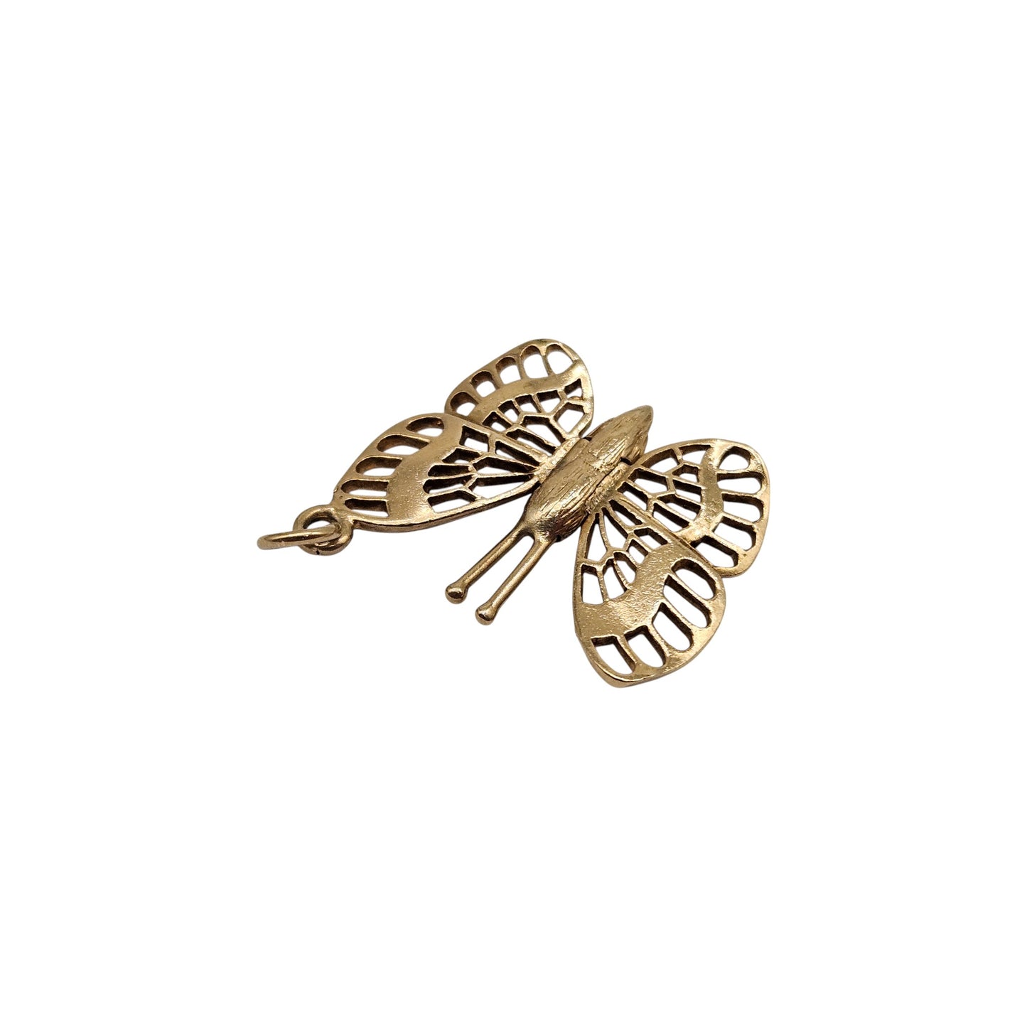 9ct 375 Yellow Gold Articulated Butterfly Charm 1968 L 1.8 cm 2.7 g.
