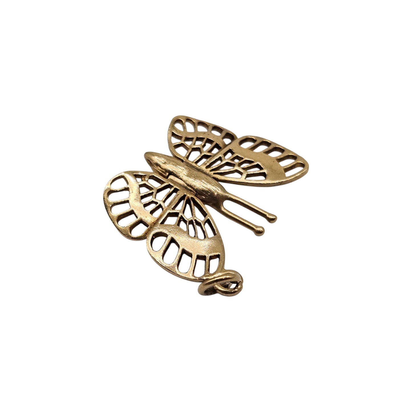 9ct 375 Yellow Gold Articulated Butterfly Charm 1968 L 1.8 cm 2.7 g.