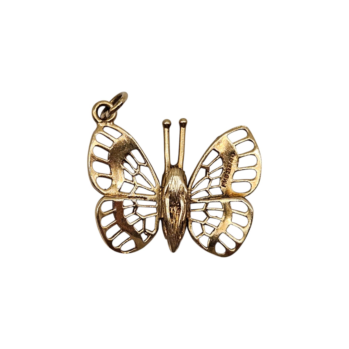 9ct 375 Yellow Gold Articulated Butterfly Charm 1968 L 1.8 cm 2.7 g.