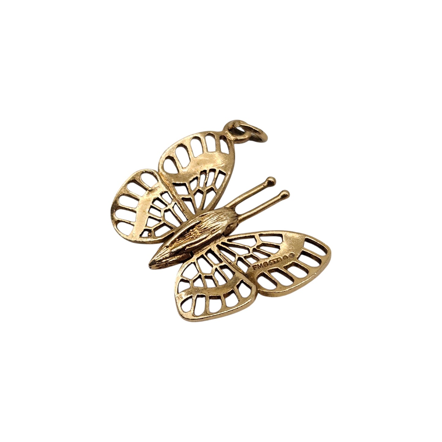 9ct 375 Yellow Gold Articulated Butterfly Charm 1968 L 1.8 cm 2.7 g.