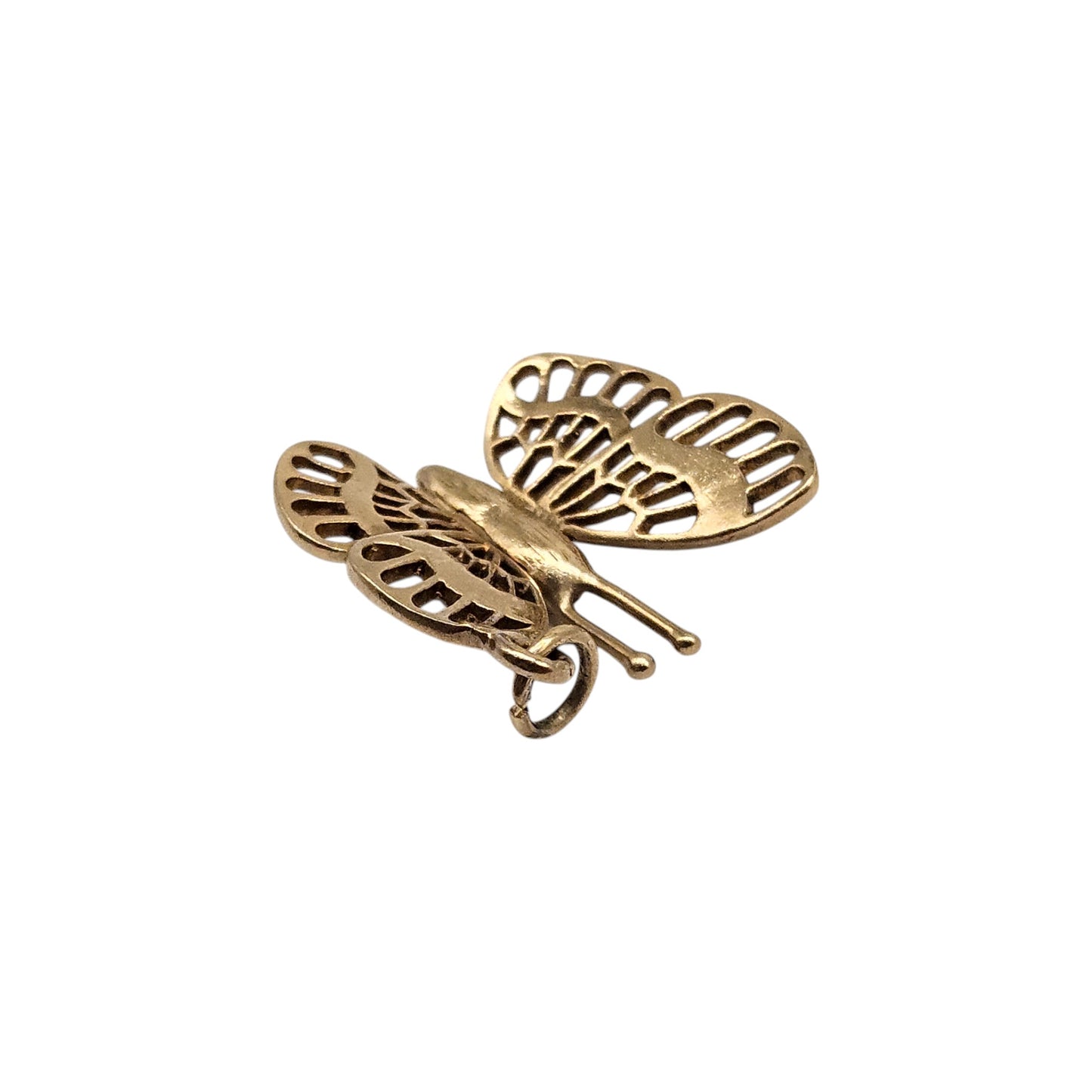 9ct 375 Yellow Gold Articulated Butterfly Charm 1968 L 1.8 cm 2.7 g.