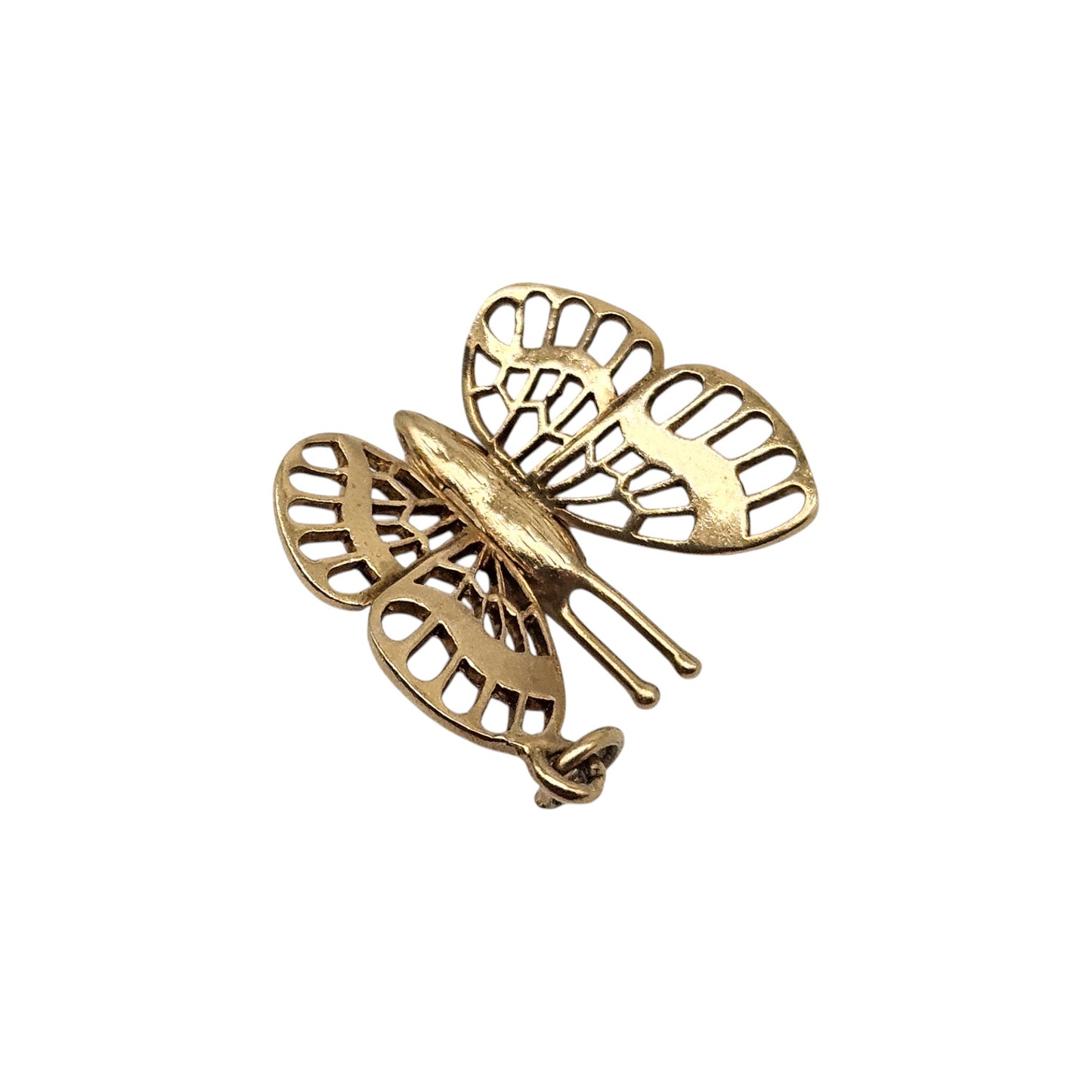 9ct 375 Yellow Gold Articulated Butterfly Charm 1968 L 1.8 cm 2.7 g.