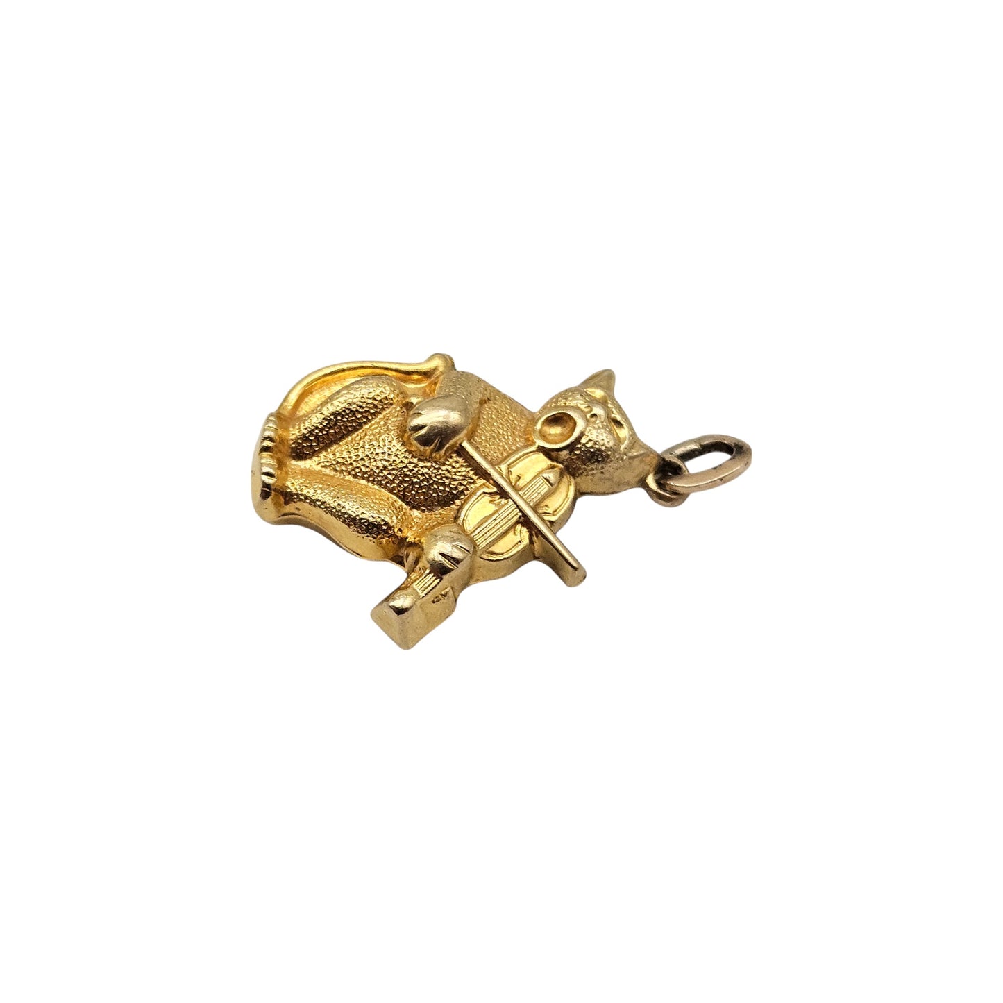 9ct 375 Yellow Gold Cat & Fiddle Charm c.1963 L 2.0 cm 1.4 g.