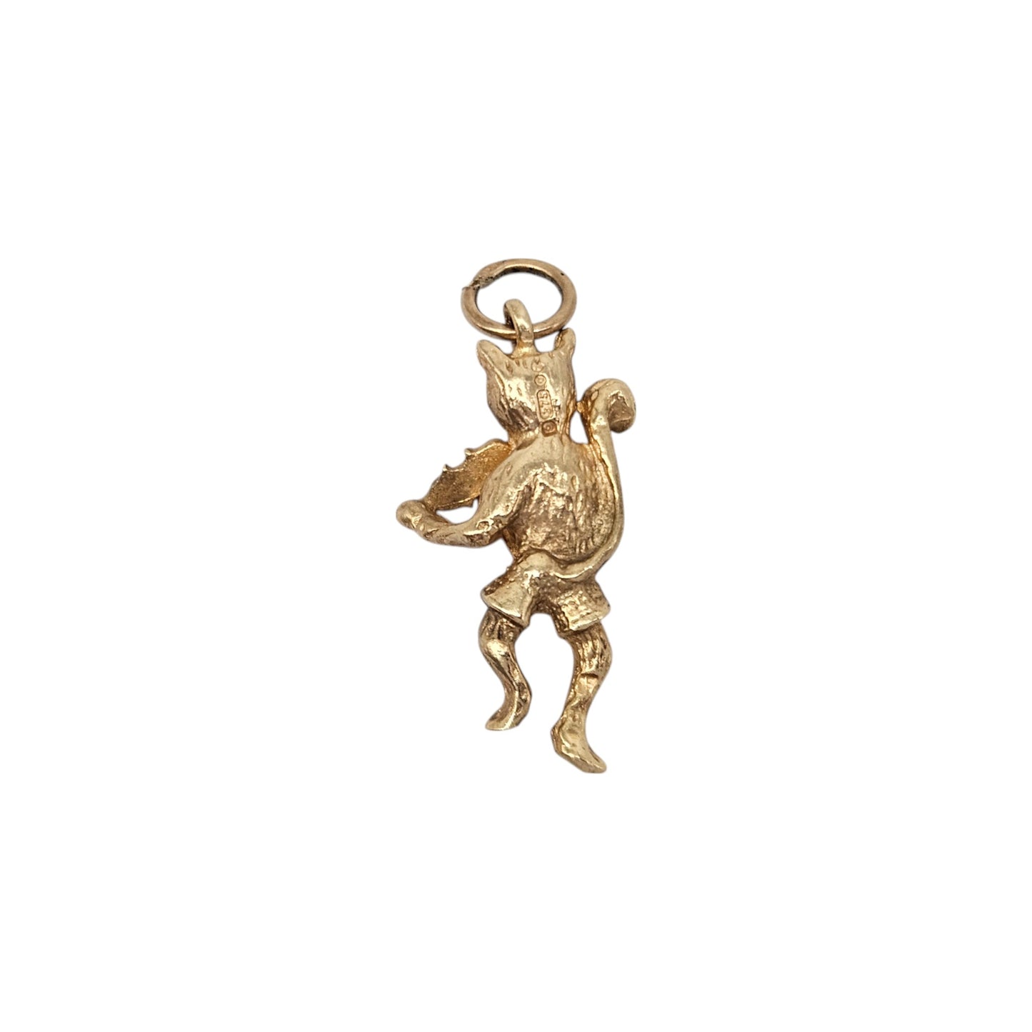 9ct 375 Yellow Gold Cat & Fiddle Charm 1971 L 2.1 cm 2.3 g.