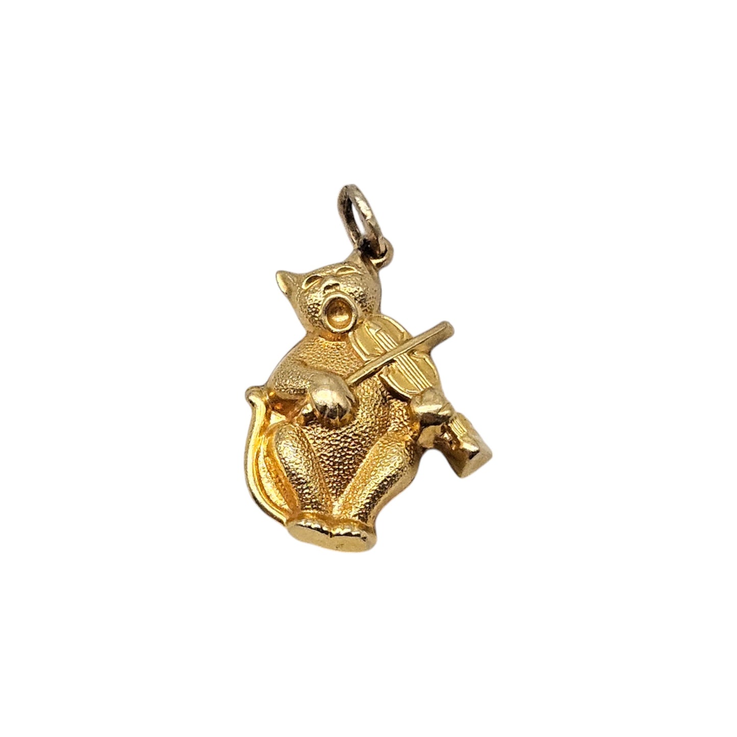 9ct 375 Yellow Gold Cat & Fiddle Charm c.1963 L 2.0 cm 1.4 g.