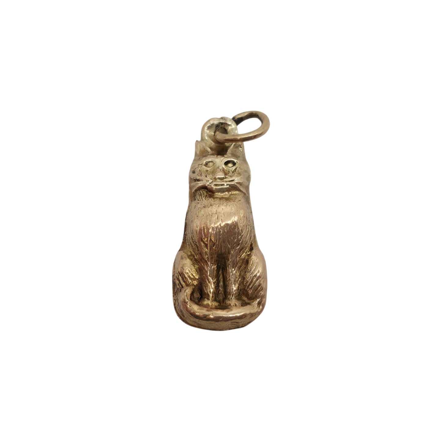 9ct Yellow Gold Seated Cat Charm c.1960's L 1.5 cm 0.6 g.