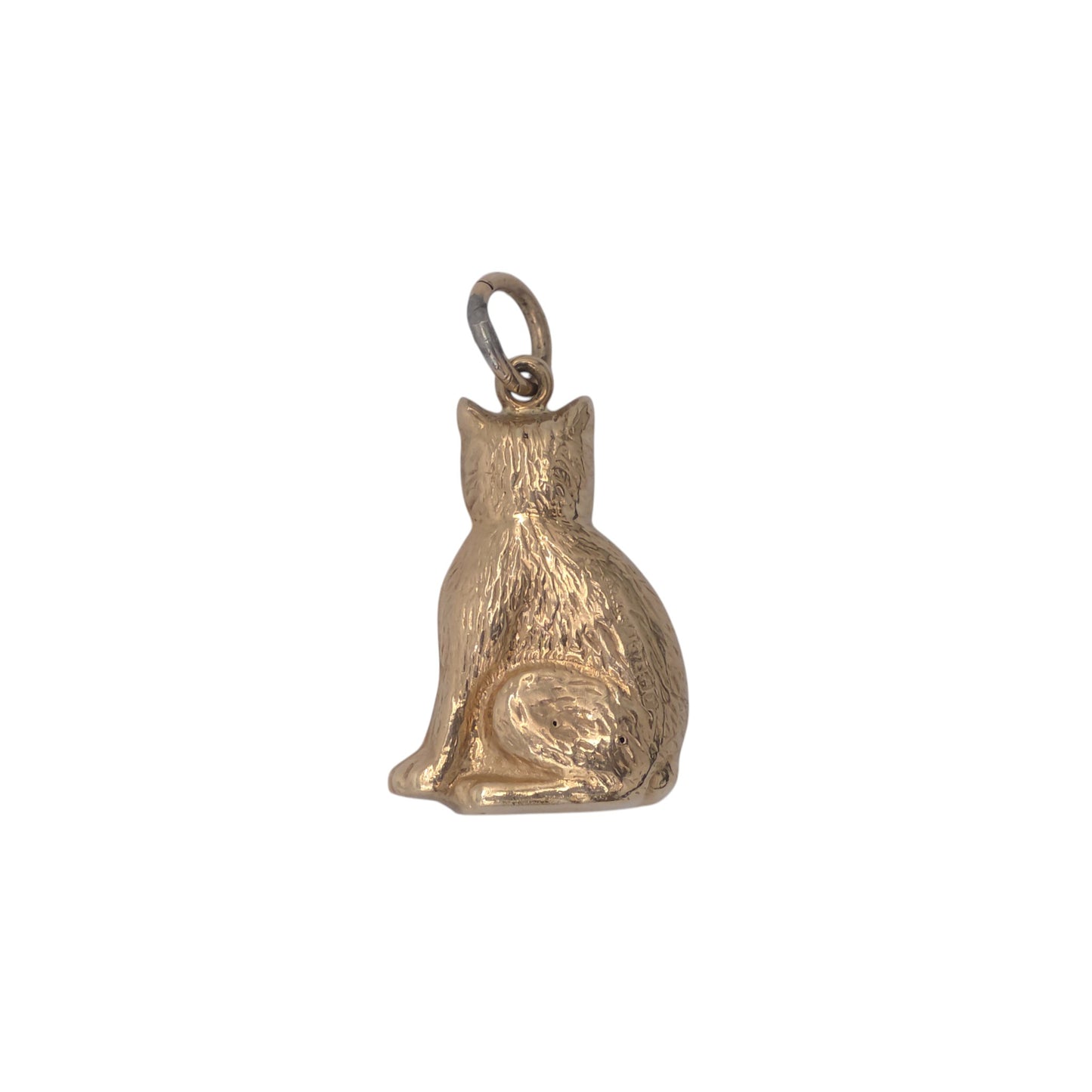 9ct 375 Yellow Gold Cat Charm 1968 L 1.6 cm 0.8 g.