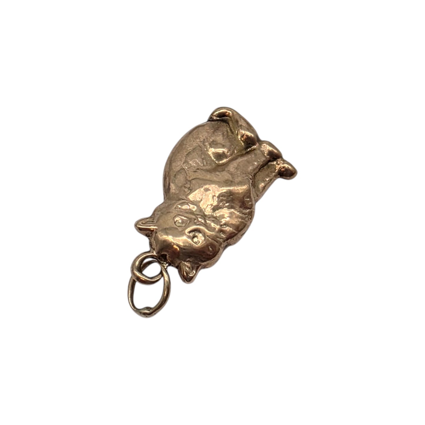 Antique 9ct Yellow Gold Cat Charm c.1920's L 1.5 cm 0.8 g.