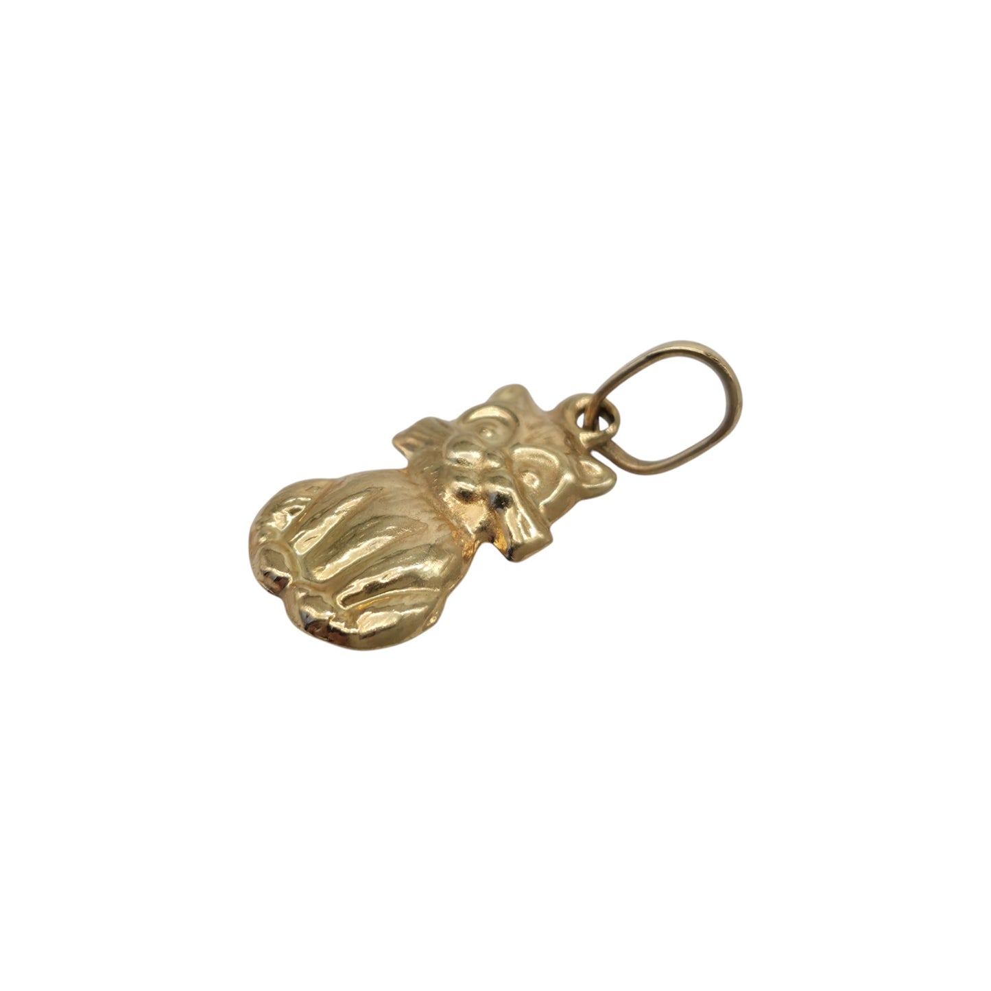 9ct 375 Yellow Gold Cat Charm L 1.3 cm 0.6 g.