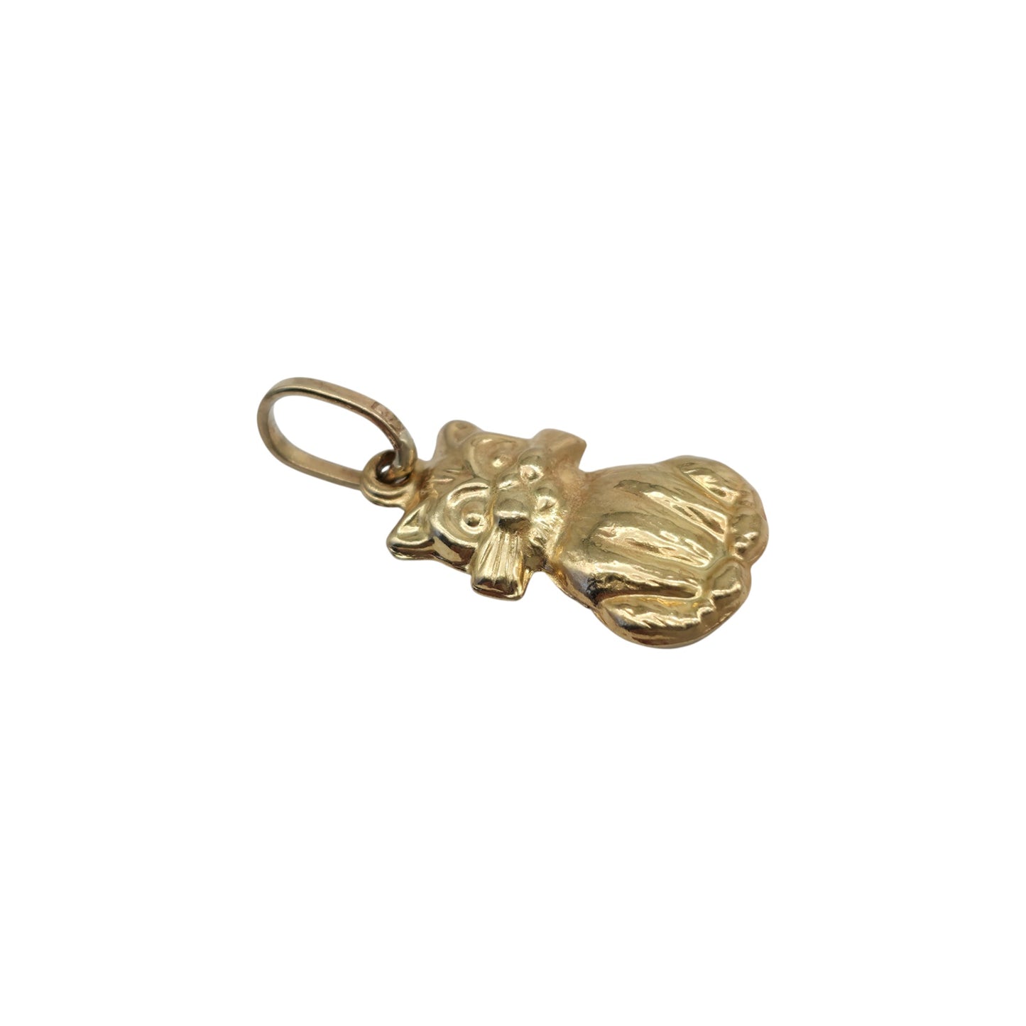 9ct 375 Yellow Gold Cat Charm L 1.3 cm 0.6 g.