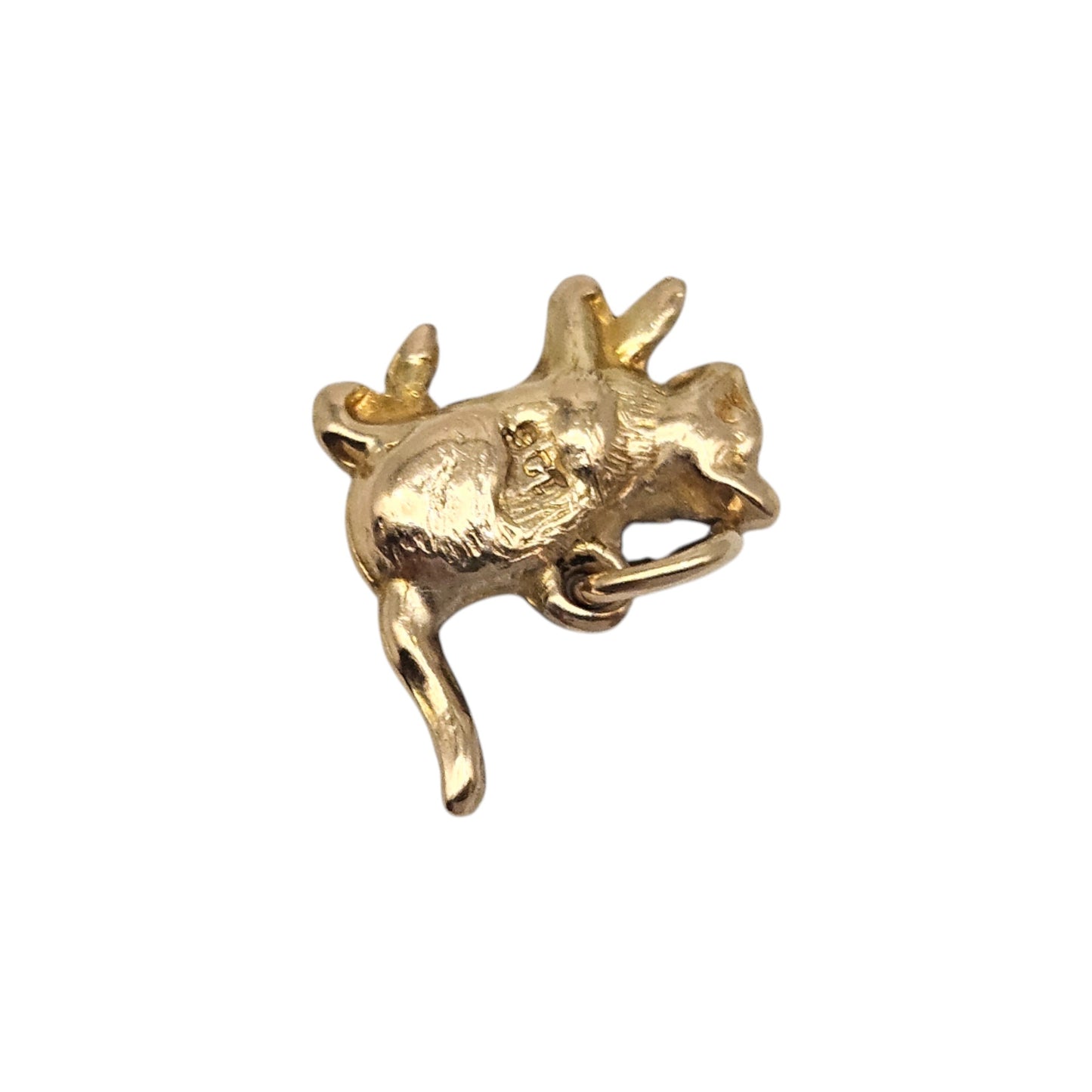 9ct Yellow Gold Cat Charm c.1960 L 1.1 cm 0.6 g.