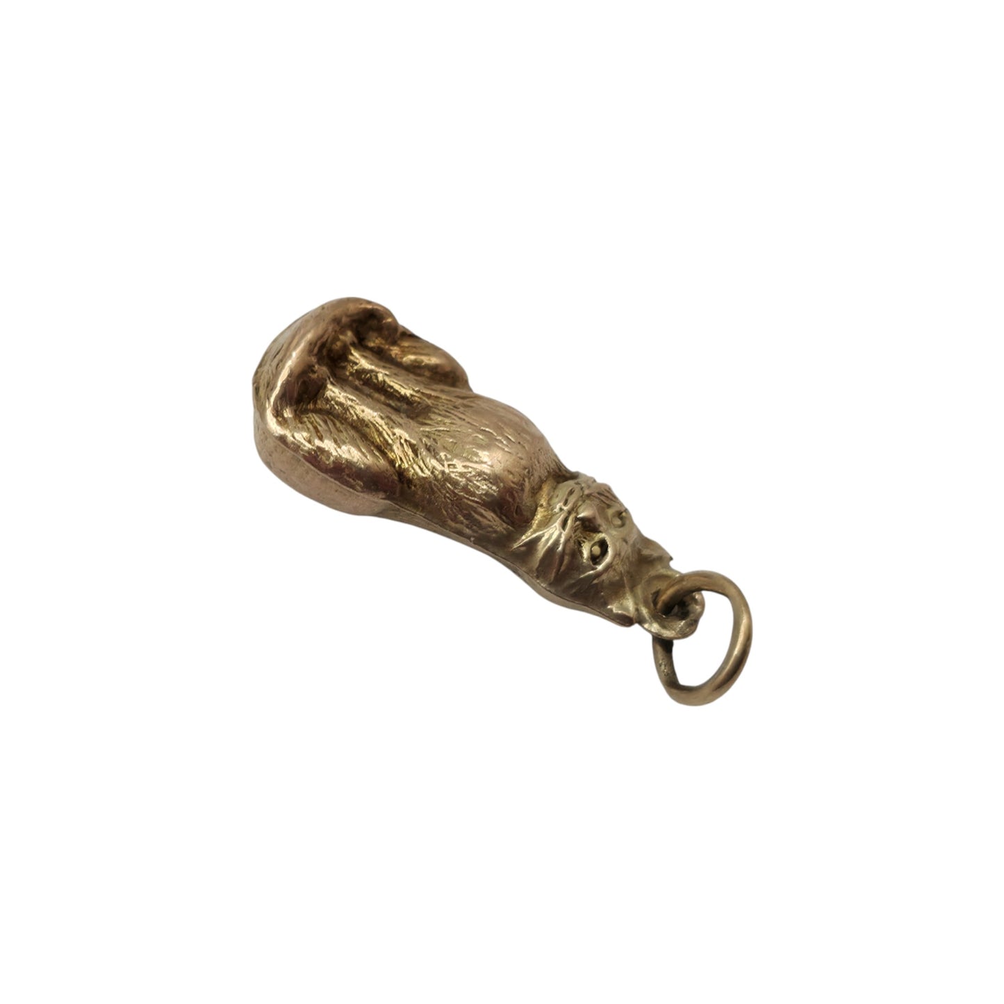 9ct Yellow Gold Seated Cat Charm c.1960's L 1.5 cm 0.6 g.