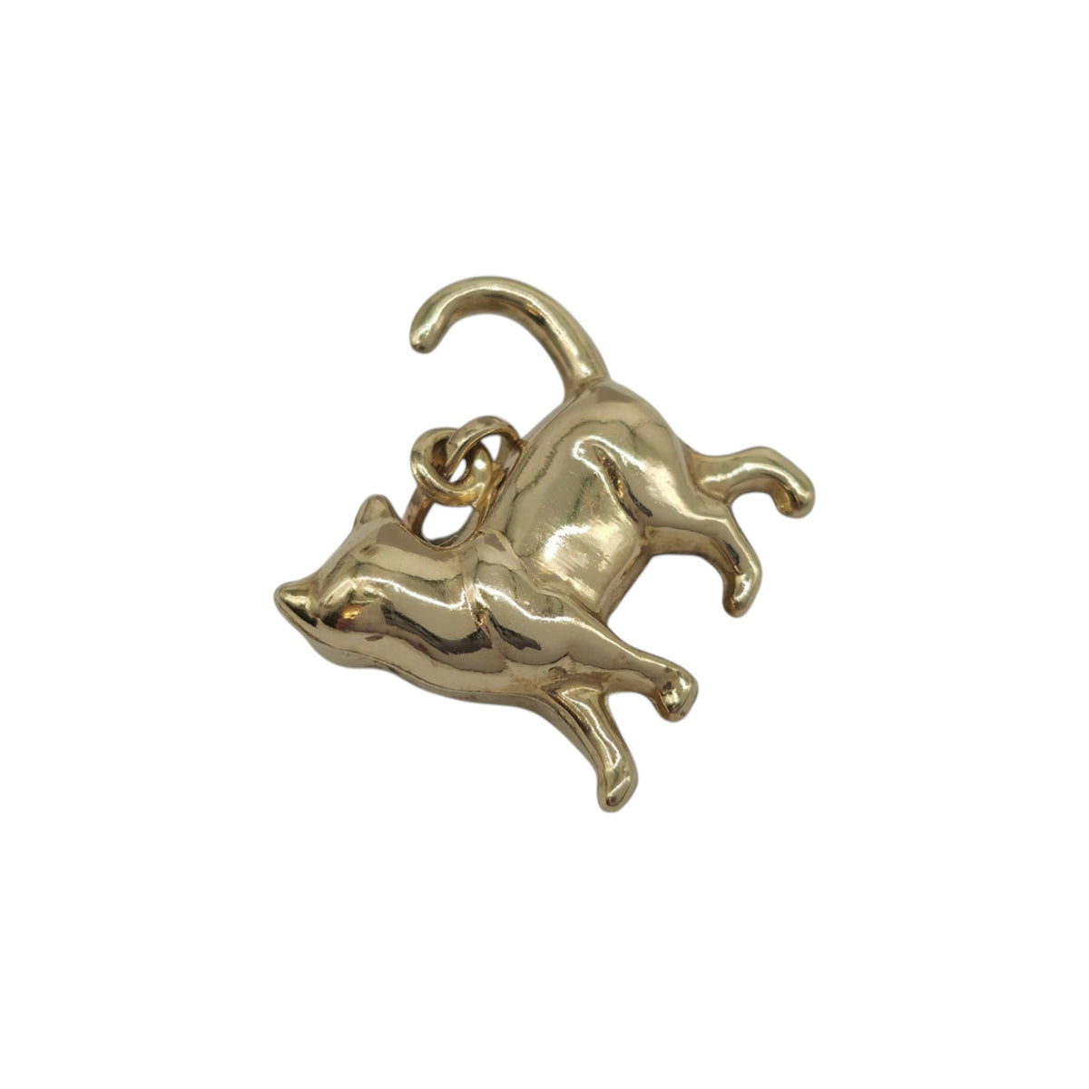 9ct 375 Yellow Gold Cat Charm L 1.4 cm 0.7 g.