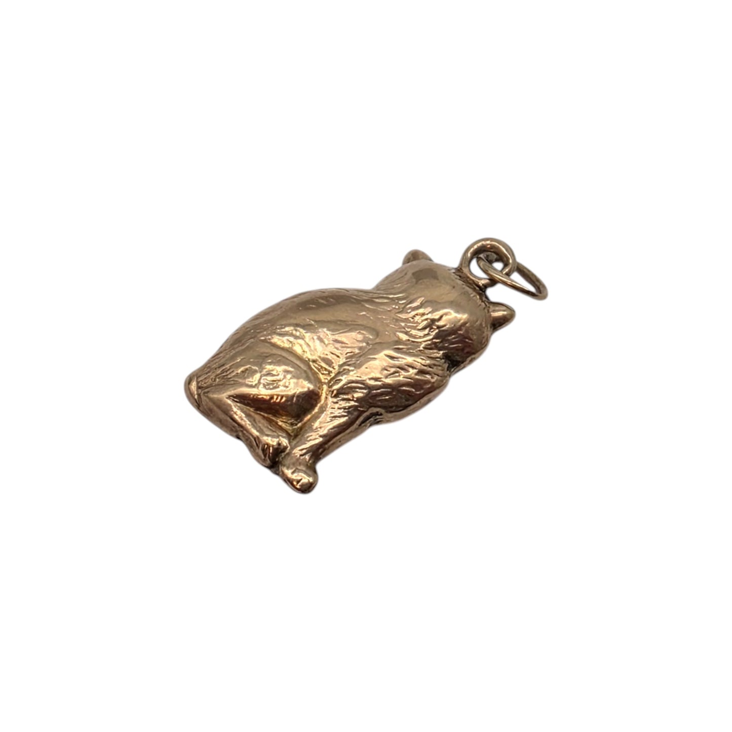 Antique 9ct Yellow Gold Cat Charm c.1920's L 1.5 cm 0.8 g.