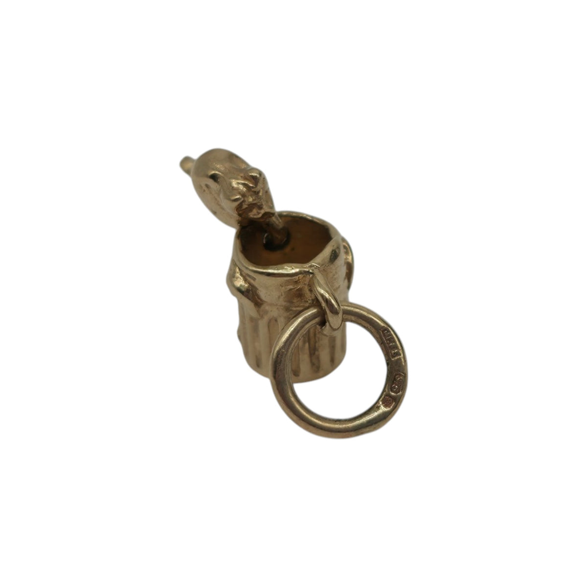 9ct 375 Yellow Gold Articulated Cat In The Bin Charm L 0.9 cm 1.2 g.