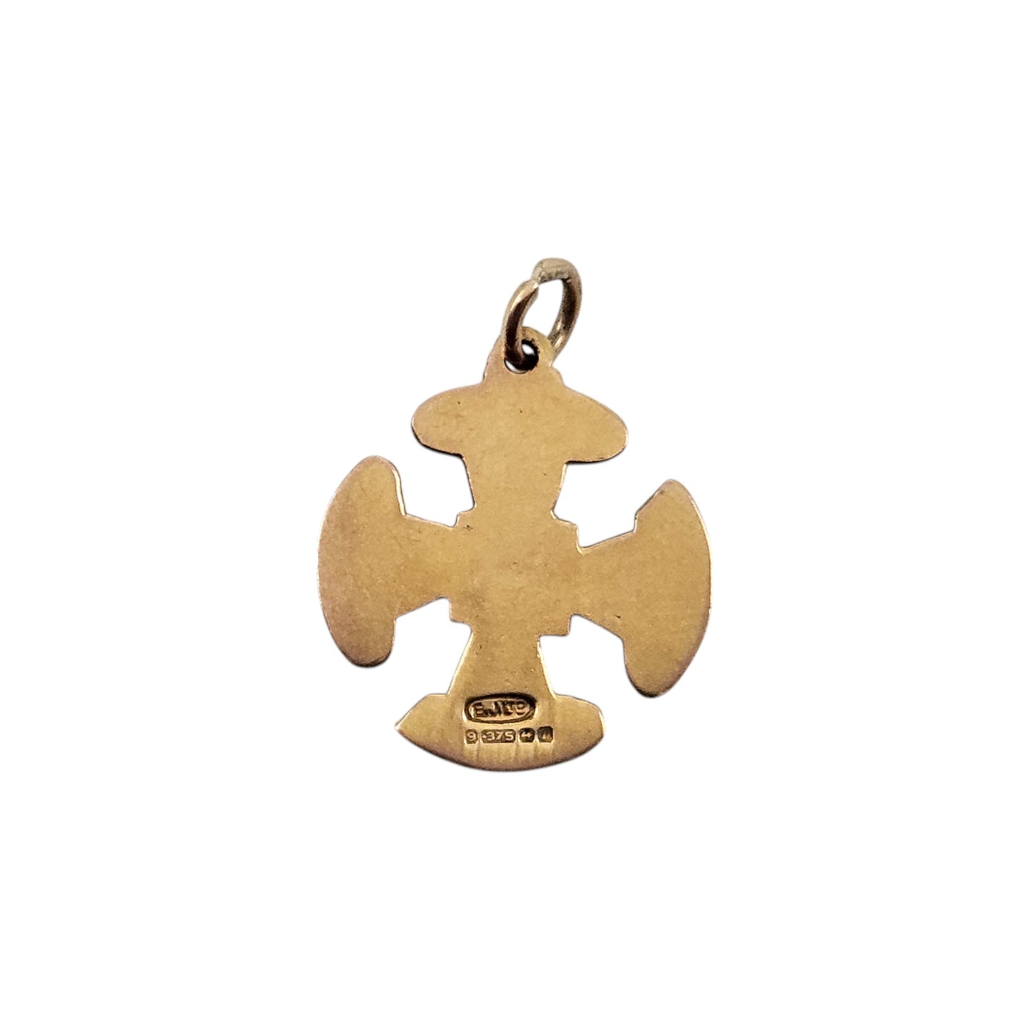 9ct 375 Yellow Gold Celtic Cross Charm 1968 L 1.6 cm 2.0 g.