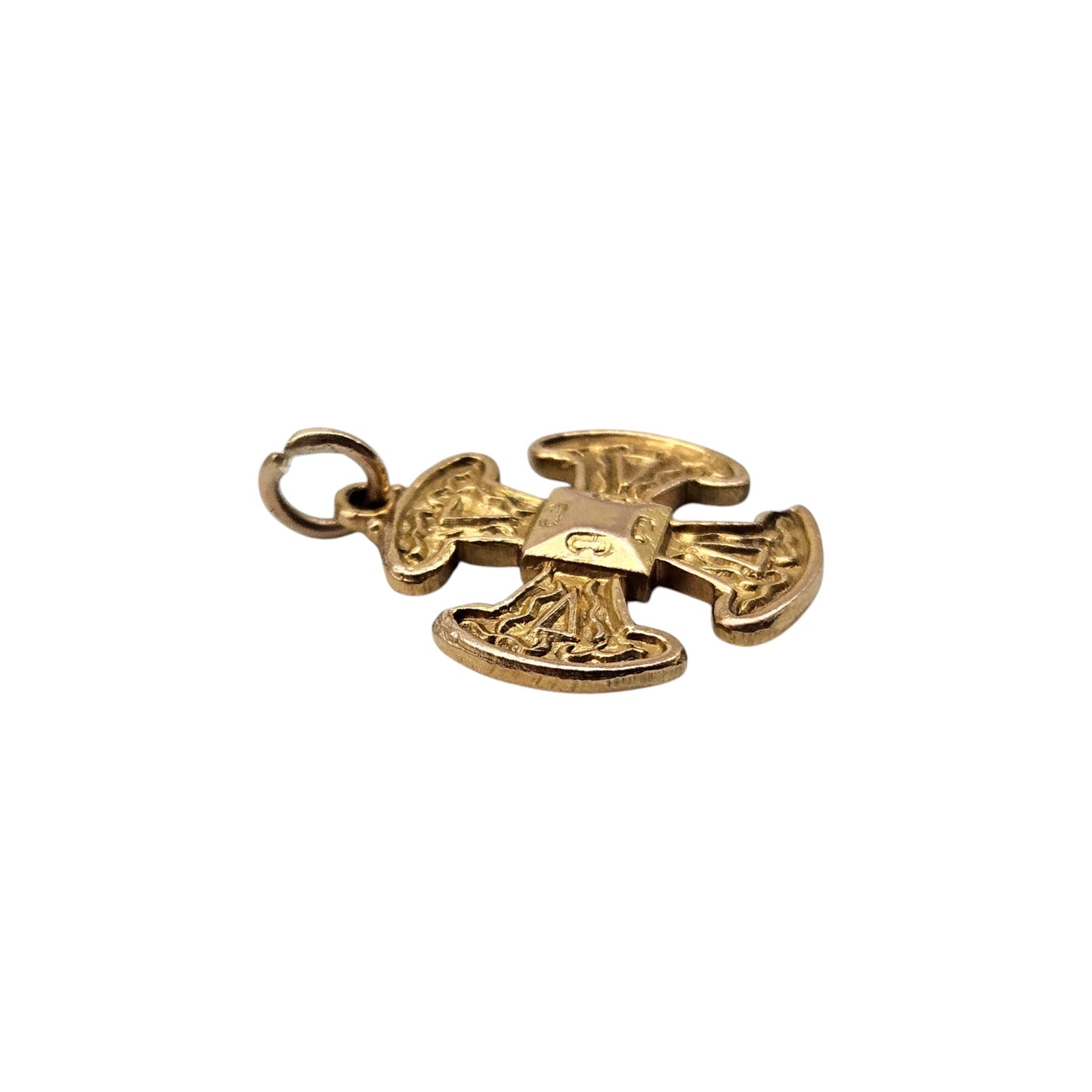 9ct 375 Yellow Gold Celtic Cross Charm 1968 L 1.6 cm 2.0 g.