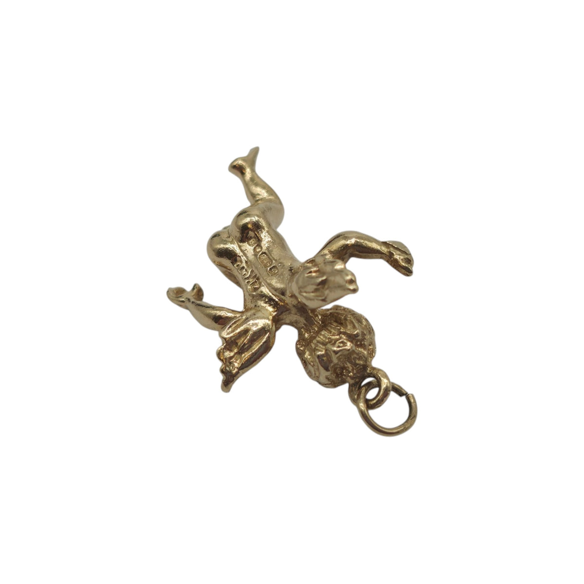 9ct 375 Yellow Gold Cherub Charm 1979 L 2.0 cm 3.2 g.
