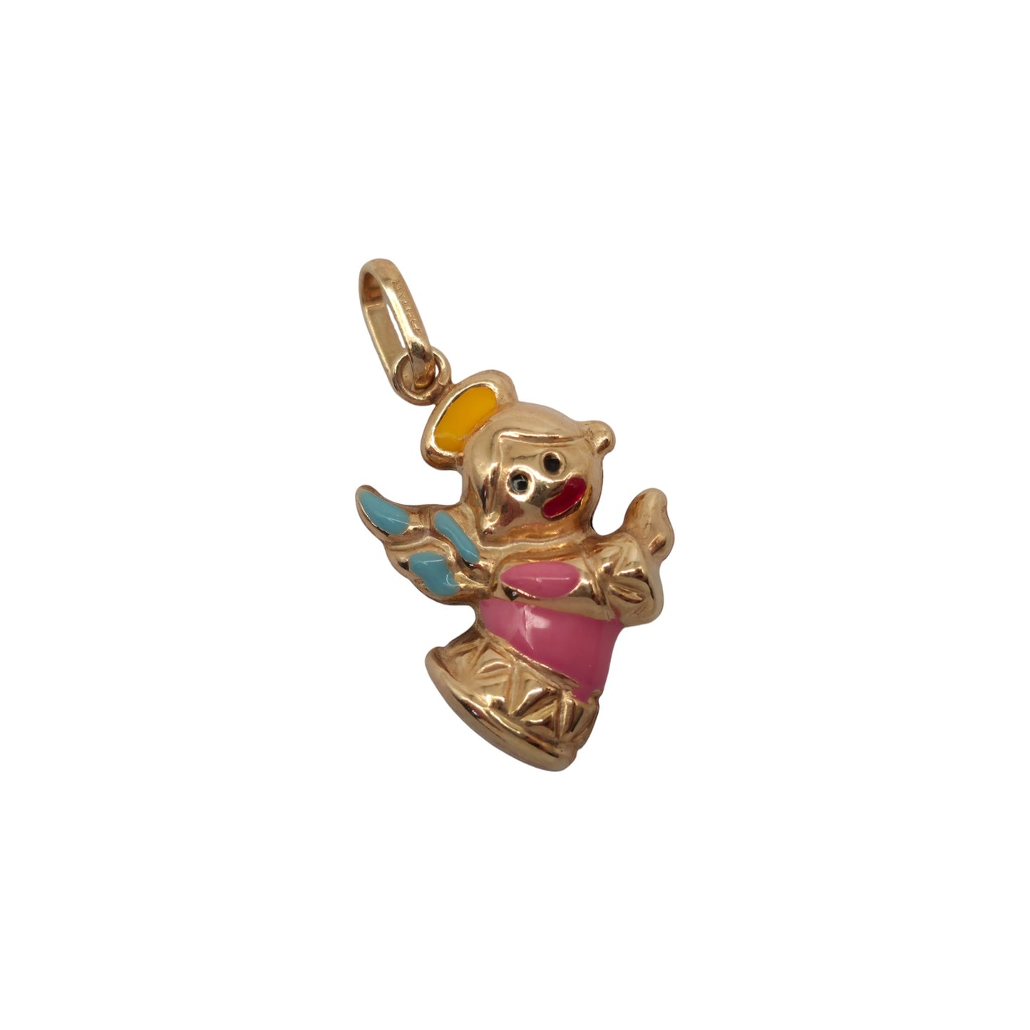 9ct 375 Yellow Gold & Enamel Cherub Pendant L 1.8 cm 1.5 g.