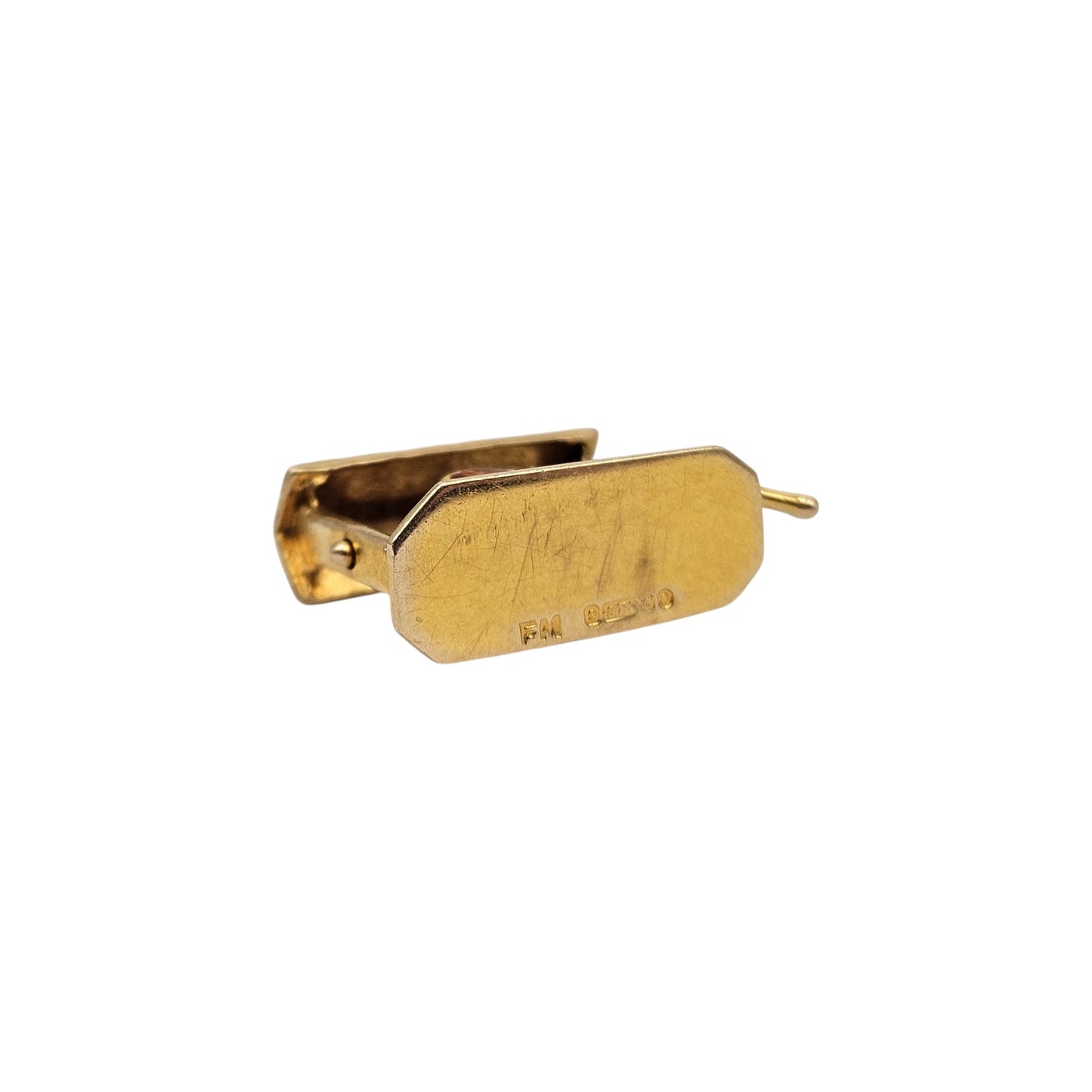 Rare 9ct 375 Yellow Gold Chicken Grill Articulated Charm 1958 L 1.8 cm 3.2 g.