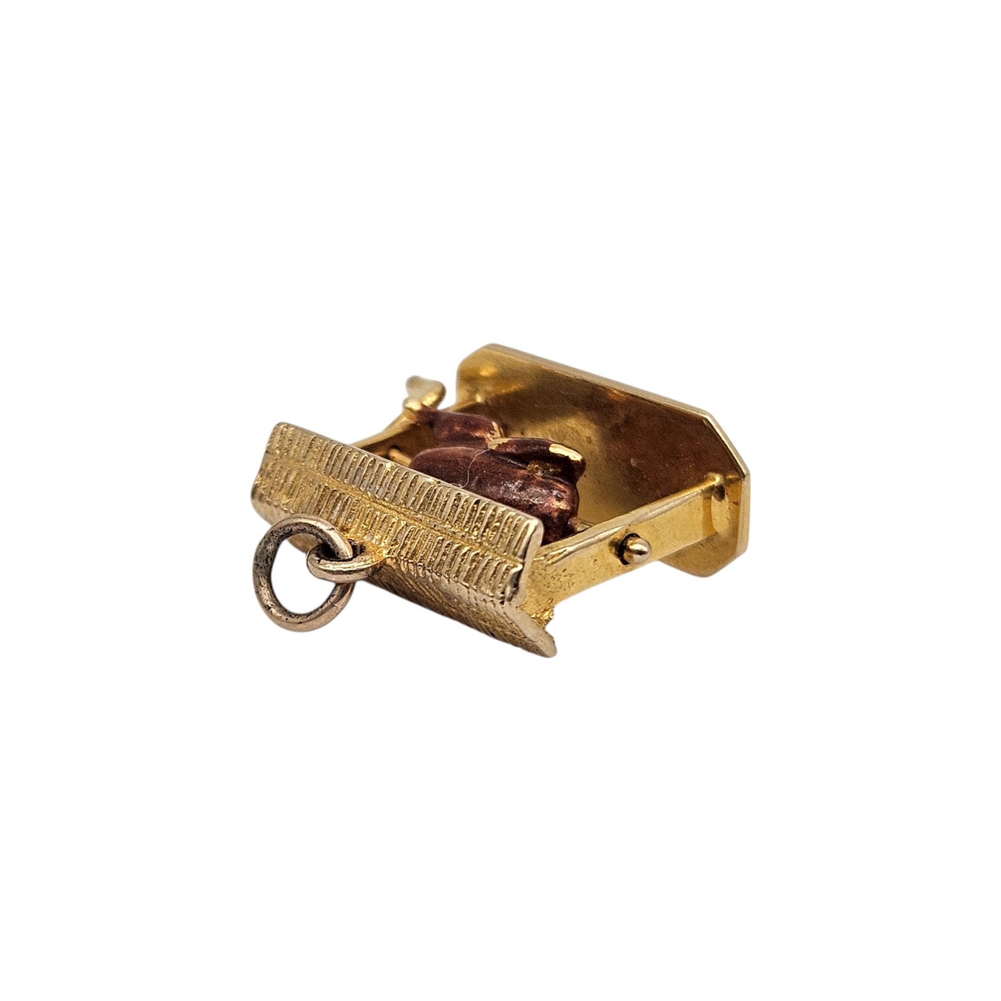 Rare 9ct 375 Yellow Gold Chicken Grill Articulated Charm 1958 L 1.8 cm 3.2 g.