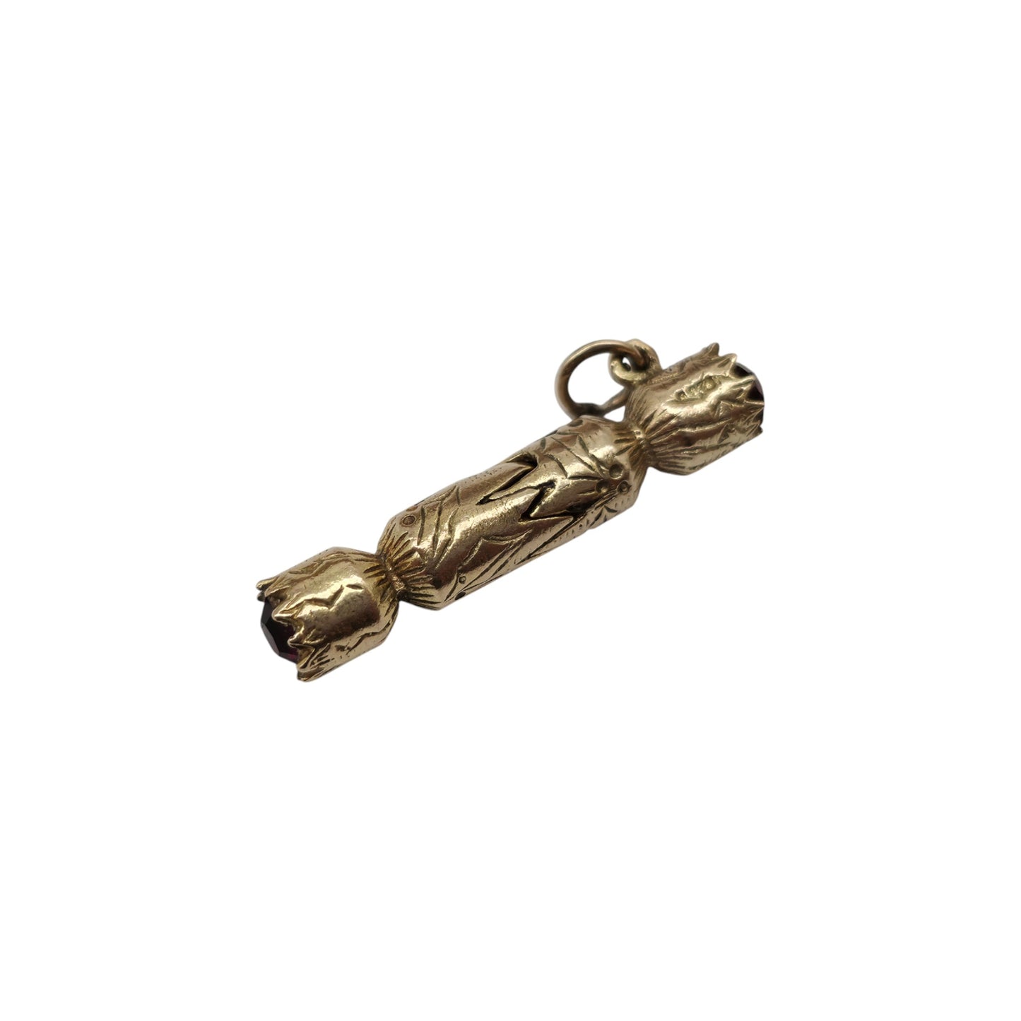 9ct 375 Yellow Gold Christmas Cracker Charm c.1960's L 2.7 cm 2.7 g.
