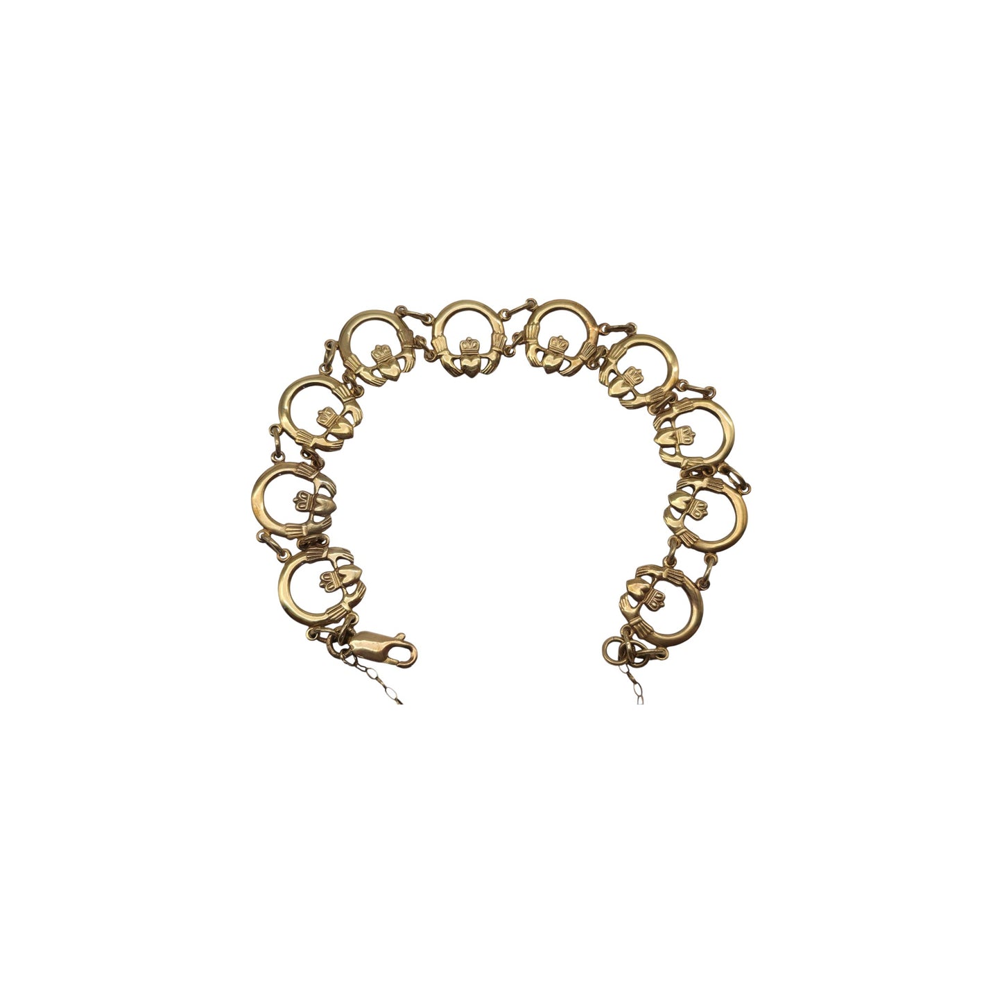 Irish 9ct 375 Yellow Gold Claddagh Bracelet 1996 L 21.0 cm 11.3 g.