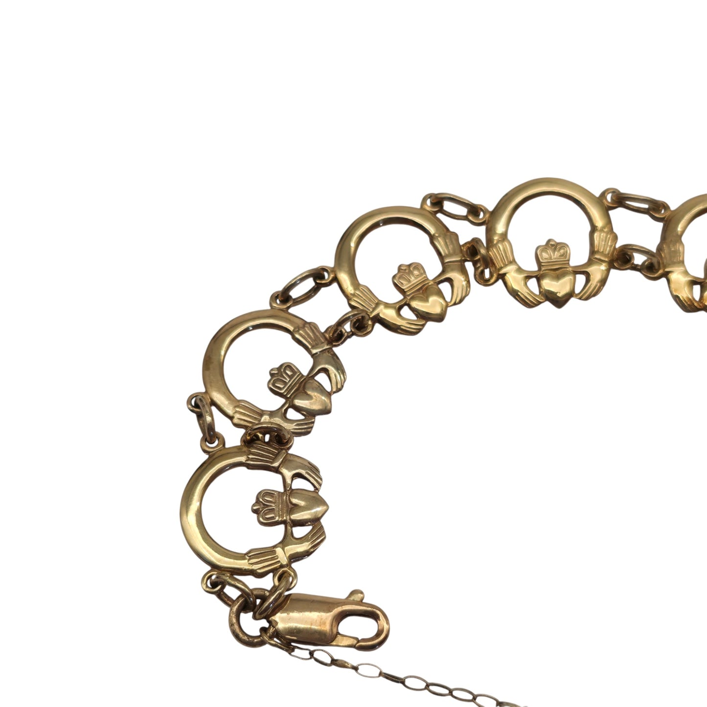 Irish 9ct 375 Yellow Gold Claddagh Bracelet 1996 L 21.0 cm 11.3 g.