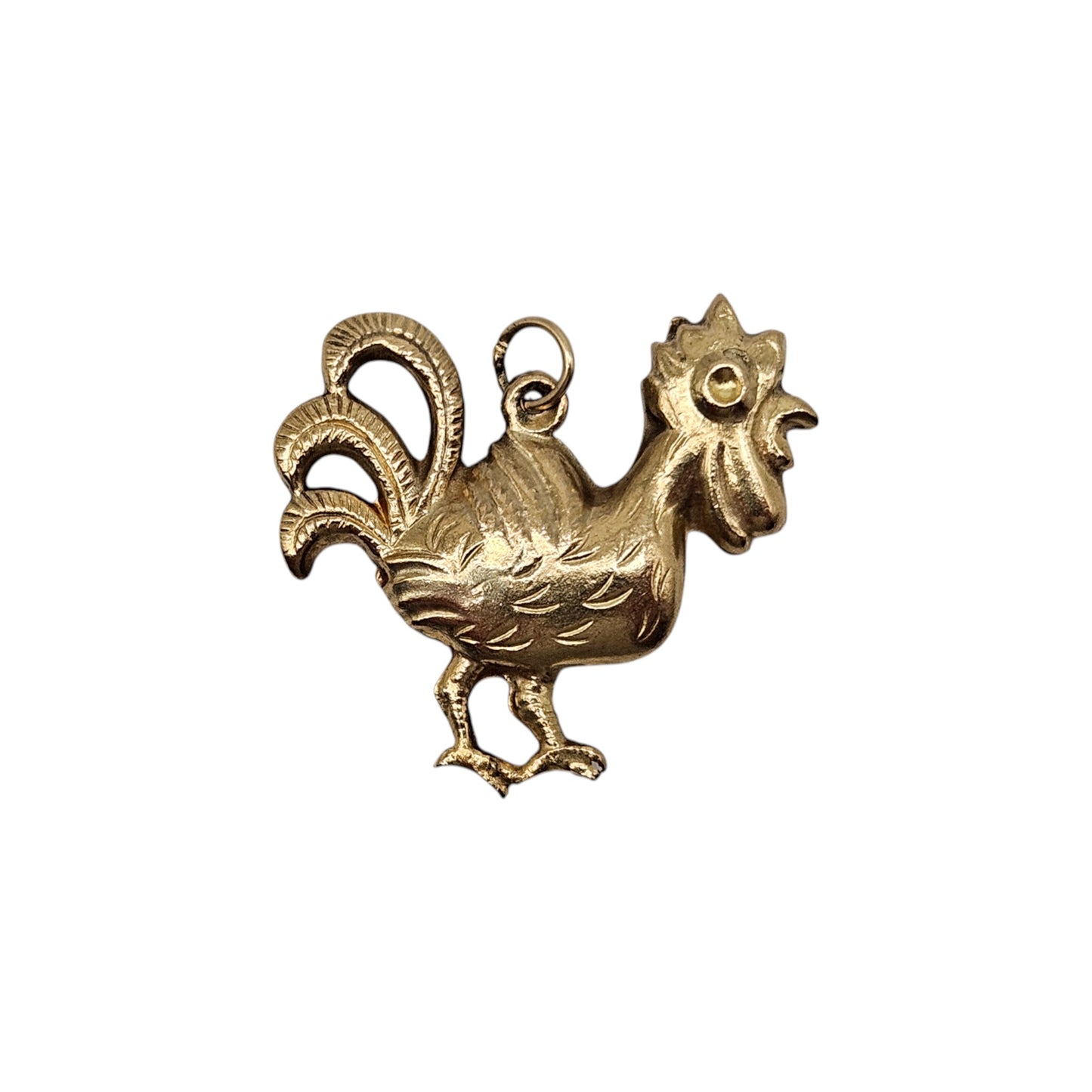 9ct 375 Yellow Gold Cockerel Charm 1966 L 2.4 cm 2.6 g.