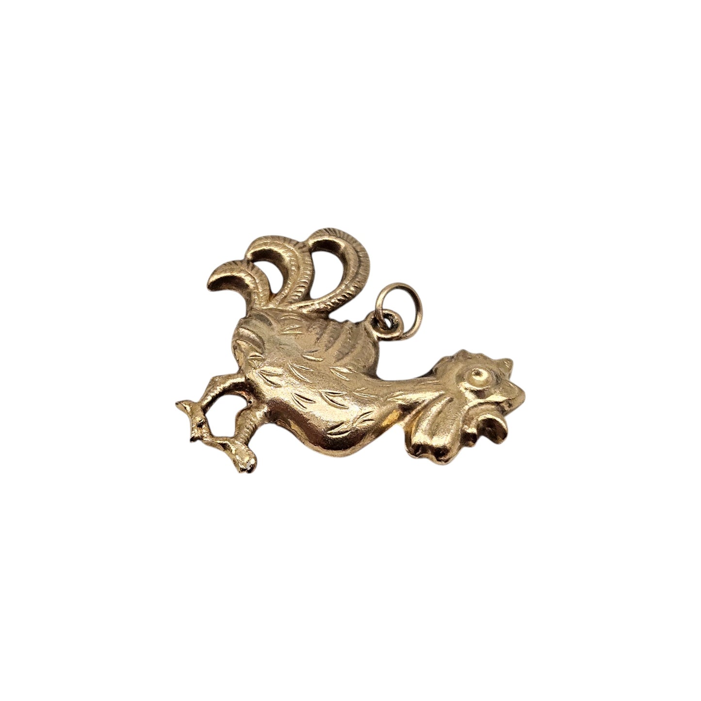 9ct 375 Yellow Gold Cockerel Charm 1966 L 2.4 cm 2.6 g.