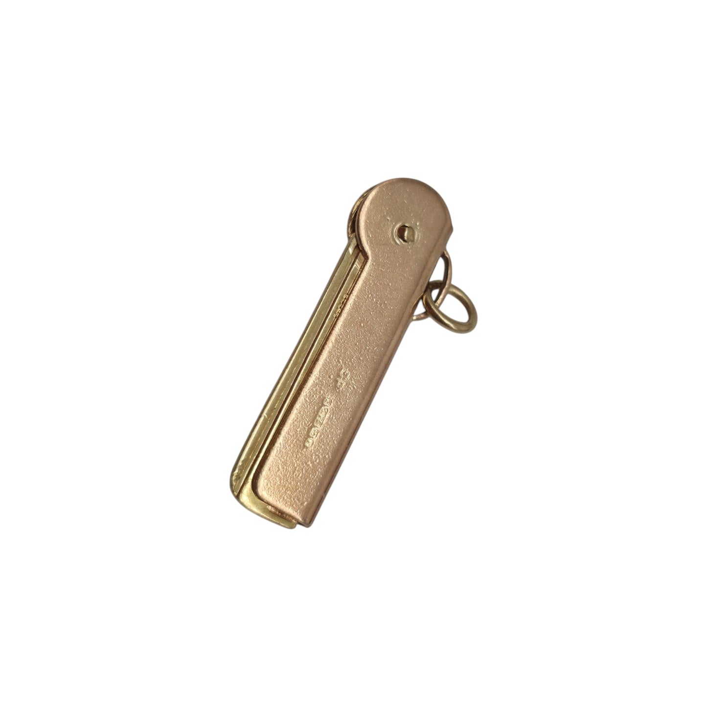 9ct 375 Rose & Yellow Gold Comb Opening Charm 1968 L 4.2 cm 2.5 g.