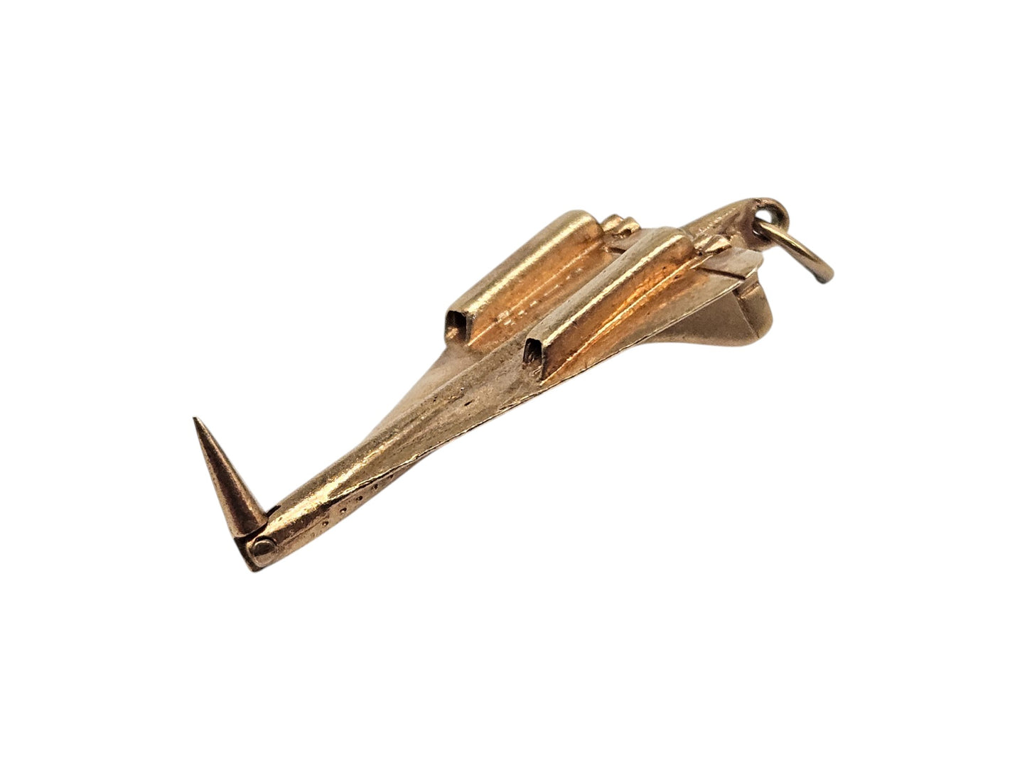 9ct 375 Yellow Gold Articulated Concorde Charm 1978 L 3.9 cm 4.7 g.