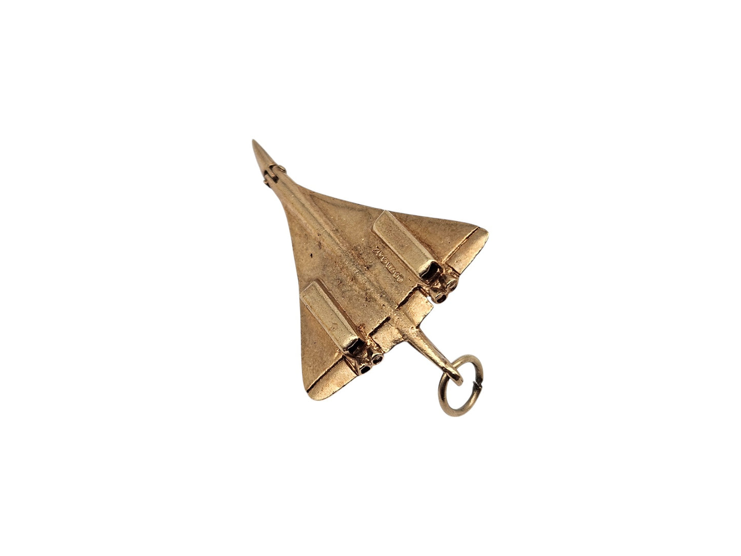 9ct 375 Yellow Gold Articulated Concorde Charm 1978 L 3.9 cm 4.7 g.