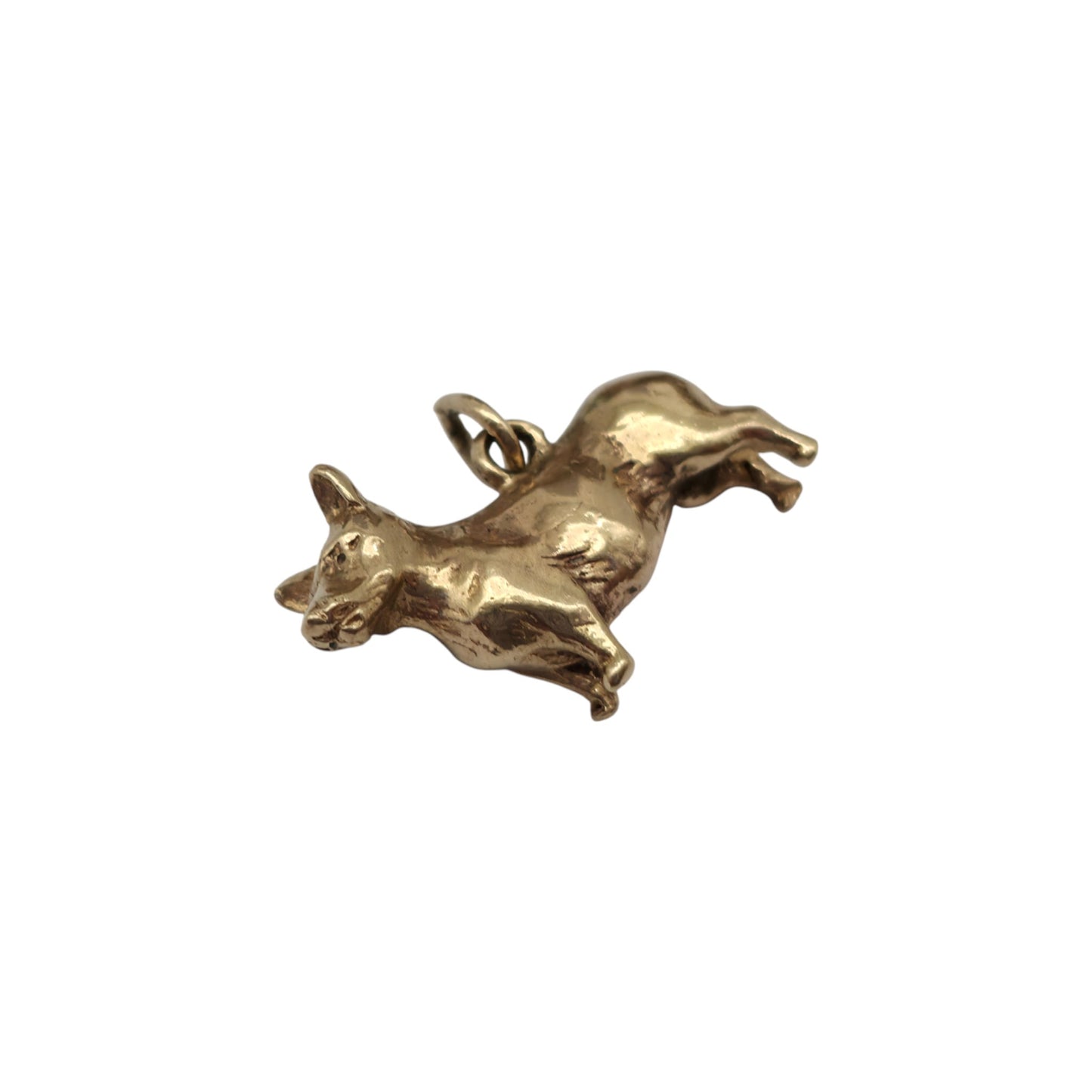 9ct 375 Yellow Gold Corgi Dog Charm 1970 L 1.8 cm 3.7 g.