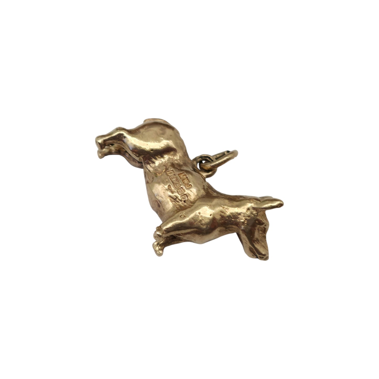 9ct 375 Yellow Gold Corgi Dog Charm 1970 L 1.8 cm 3.7 g.