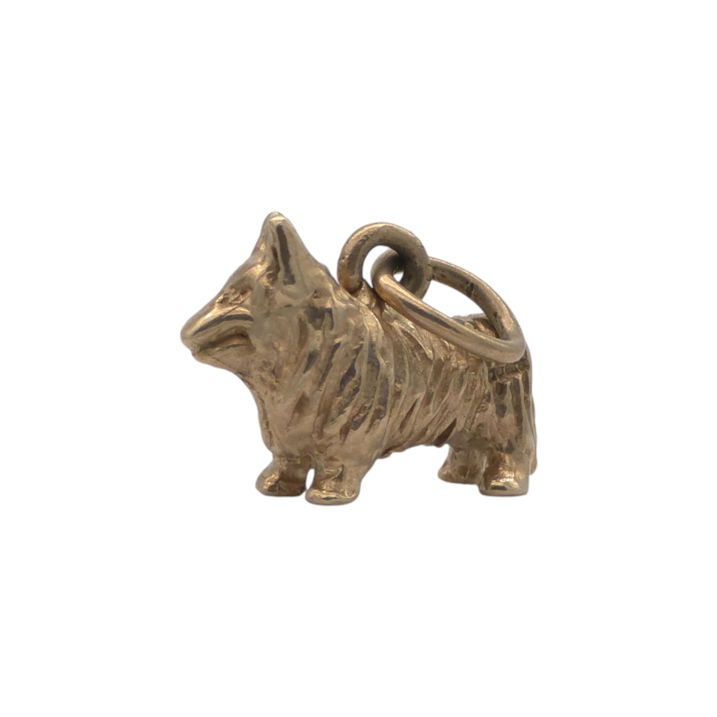 9ct 375 Yellow Gold Corgi Dog Charm 1995 L 1.4 cm 3.0 g.