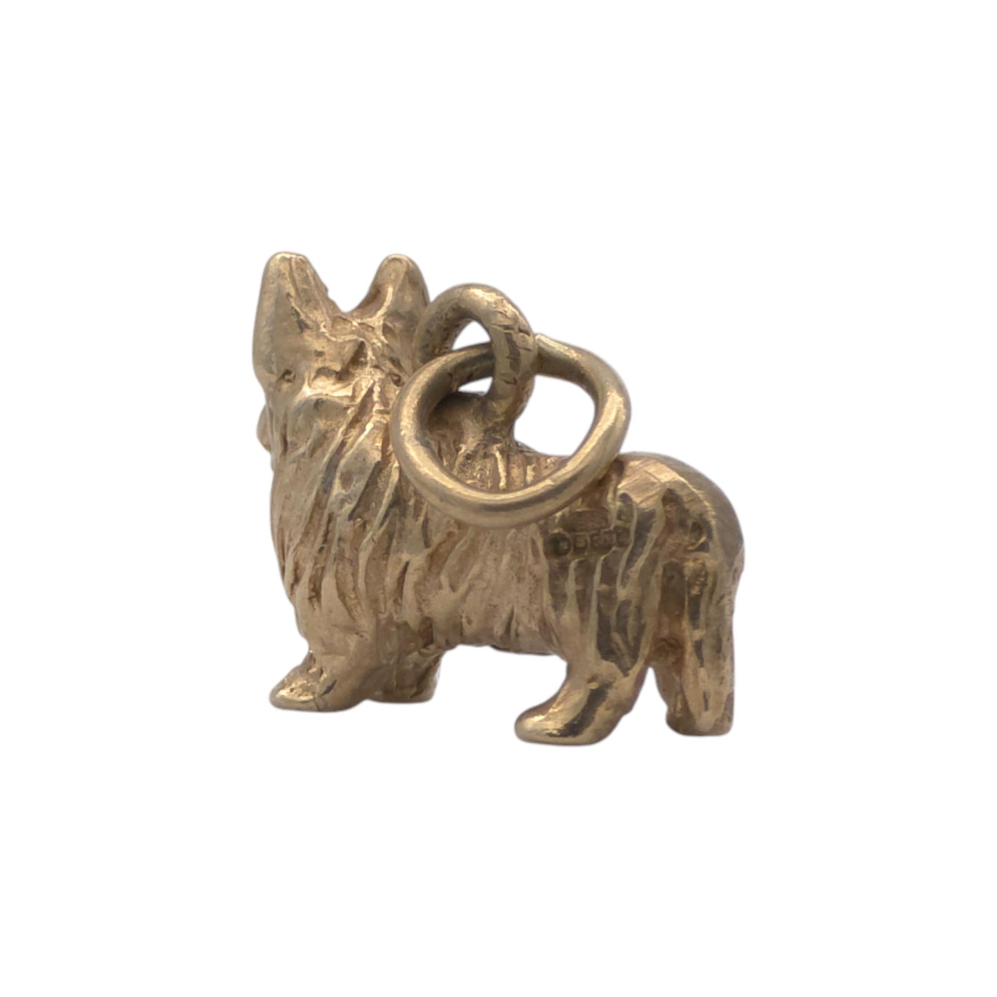 9ct 375 Yellow Gold Corgi Dog Charm 1995 L 1.4 cm 3.0 g.