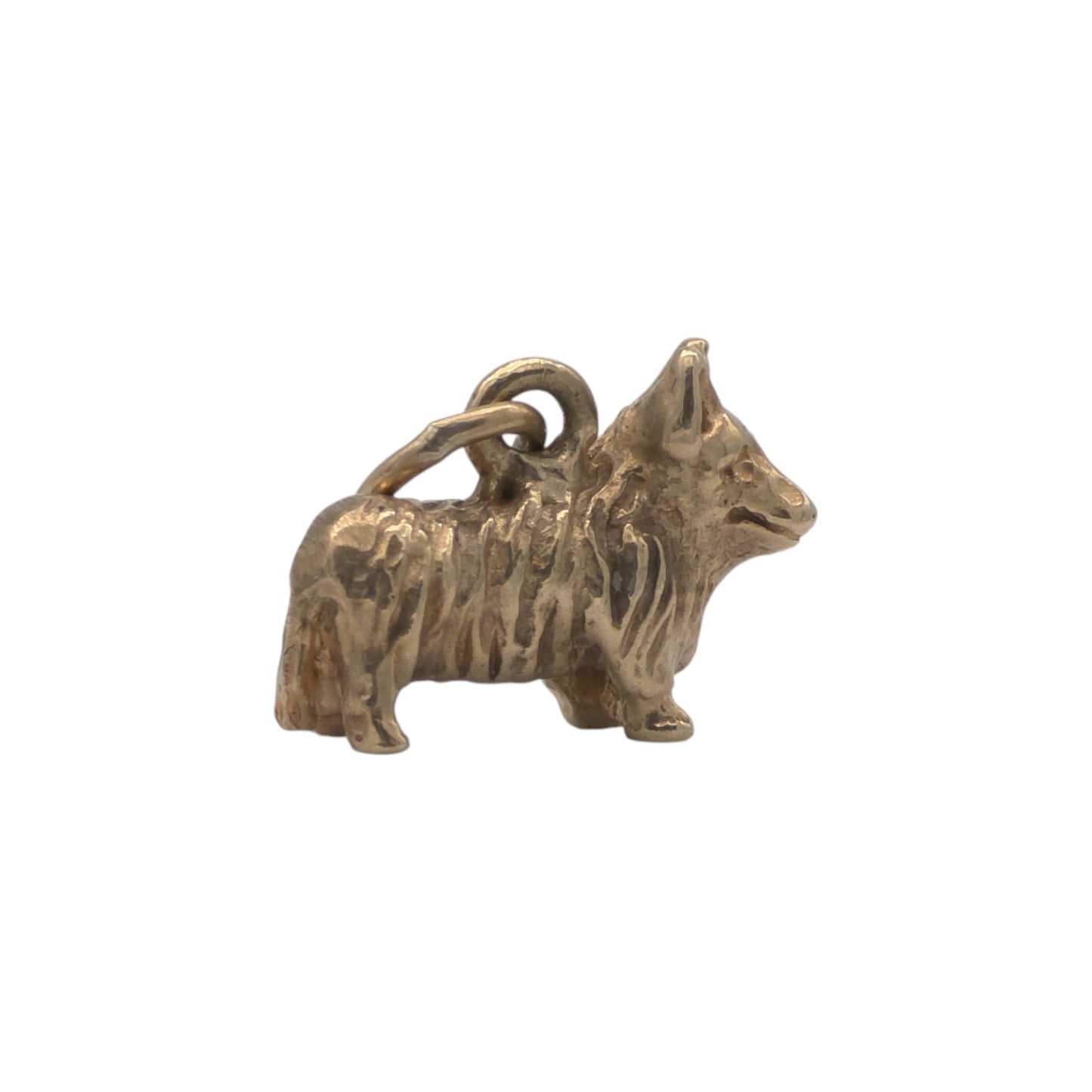 9ct 375 Yellow Gold Corgi Dog Charm 1995 L 1.4 cm 3.0 g.