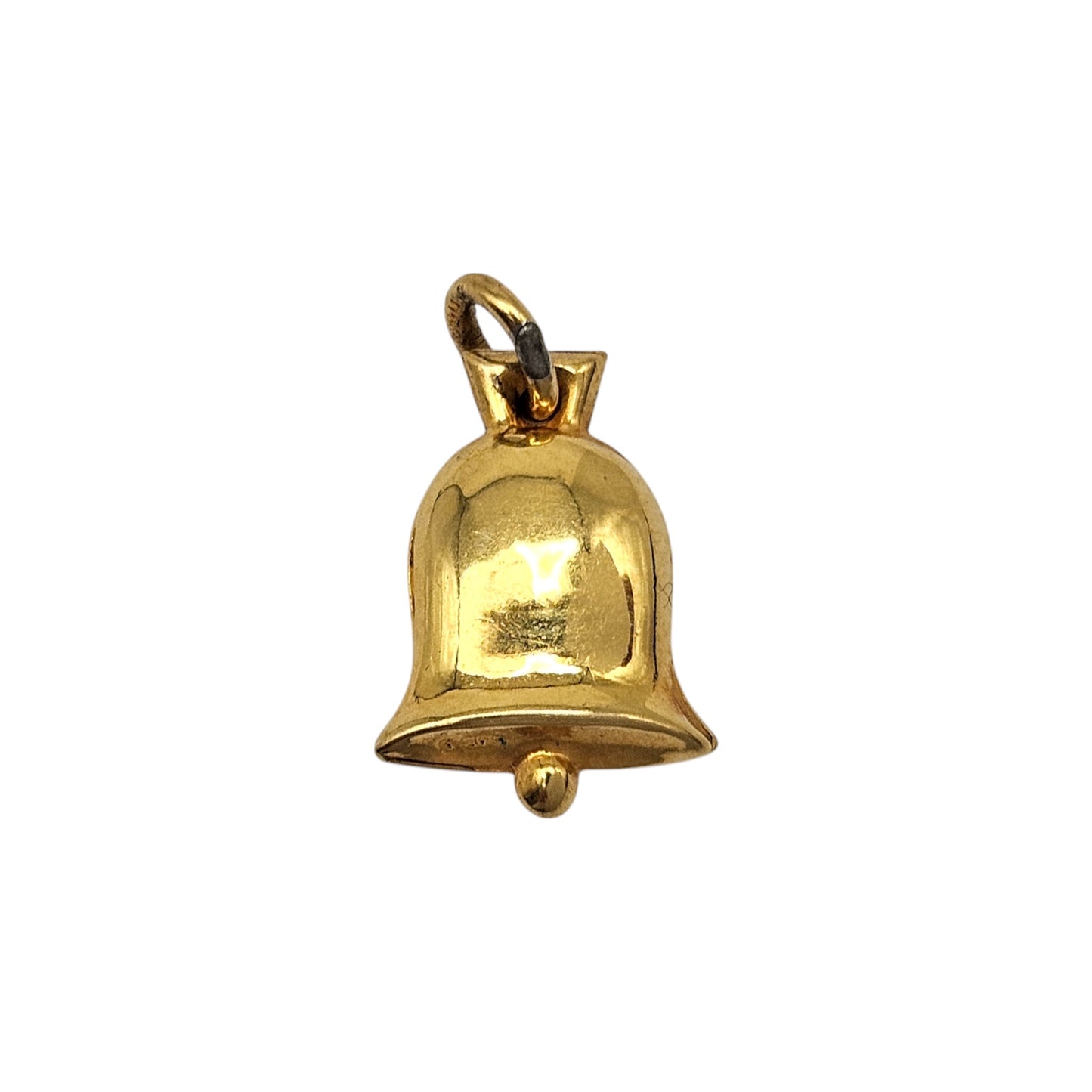 9ct 375 Yellow Gold Cow Bell Charm 1952 L 1.3 cm 0.6 g.