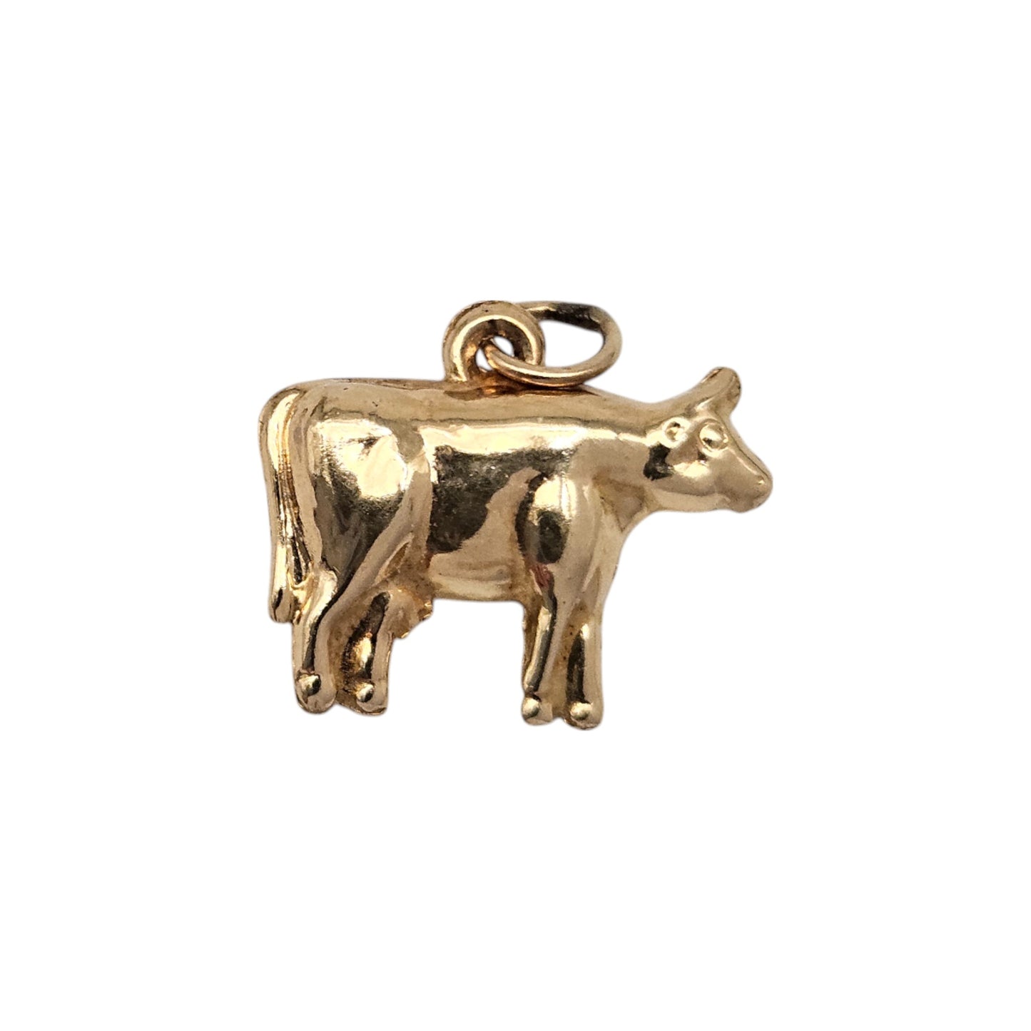 9ct 375 Yellow Gold Cow Charm 1975 L 1.5 cm 0.6 g.