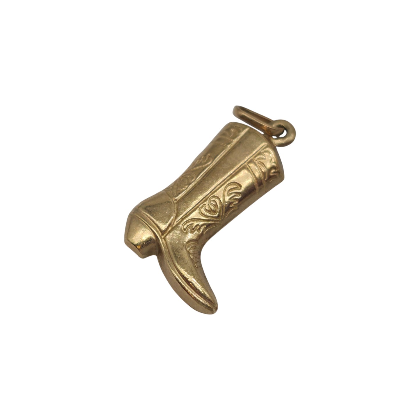 9ct 375 Yellow Gold Cowboy Riding Boot Charm L 1.6 cm 0.7 g.