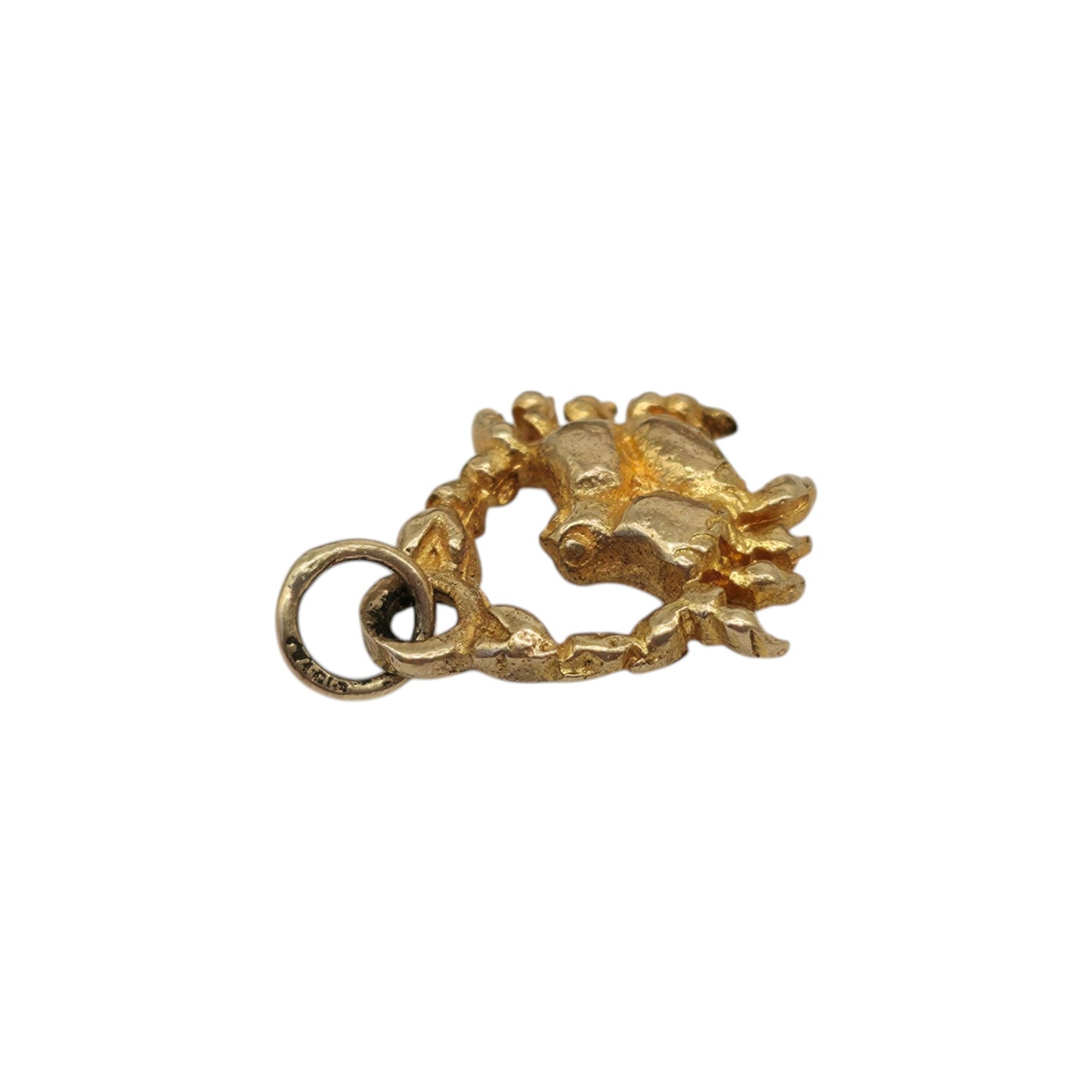 9ct 375 Yellow Gold Crab Charm 1957 L 1.0 cm 1.1 g.