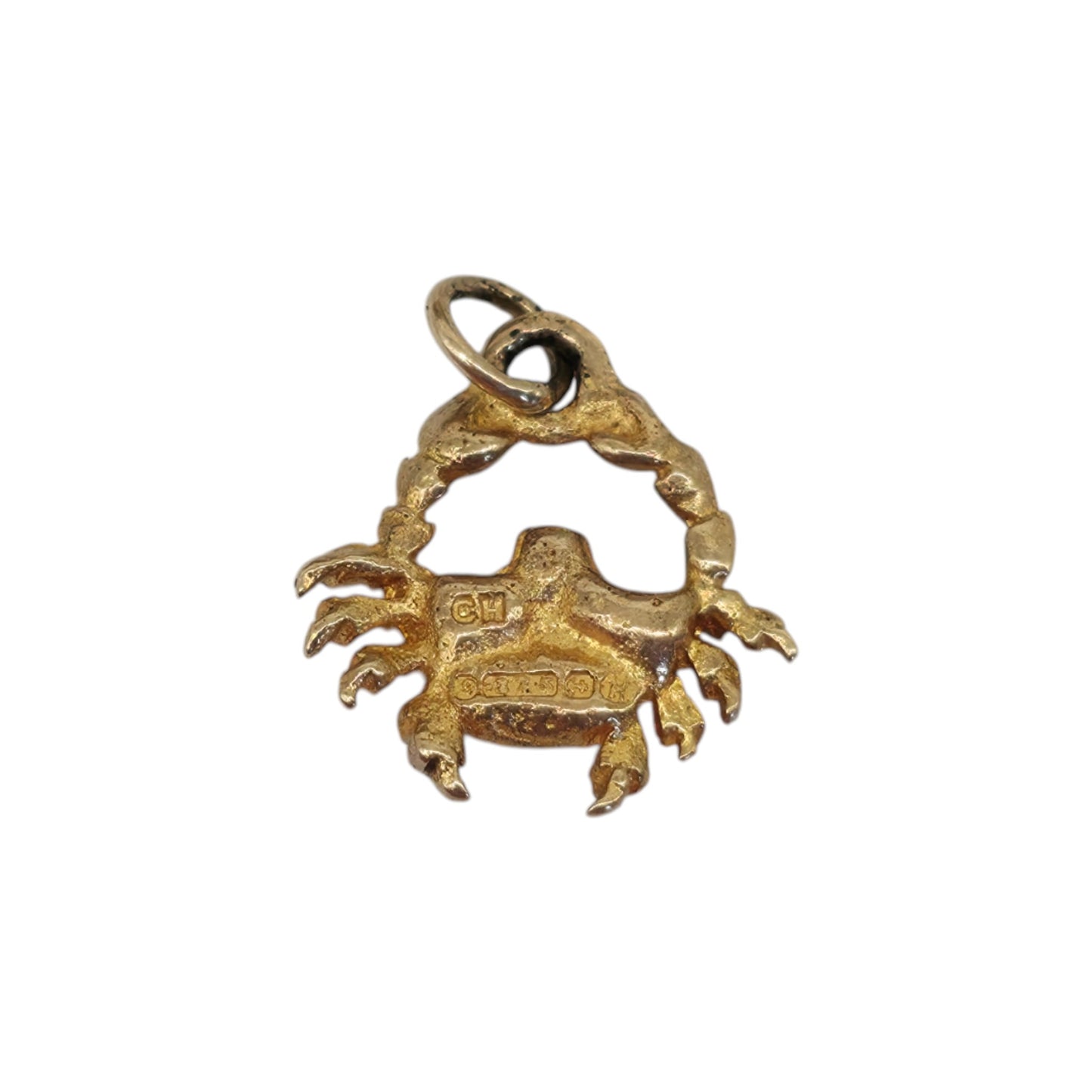 9ct 375 Yellow Gold Crab Charm 1957 L 1.0 cm 1.1 g.