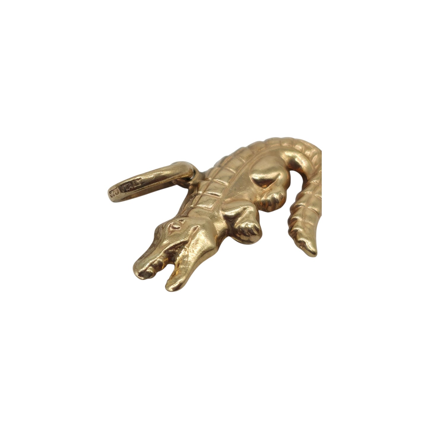 9ct 375 Yellow Gold Crocodile Charm L 2.0 cm 0.8 g.