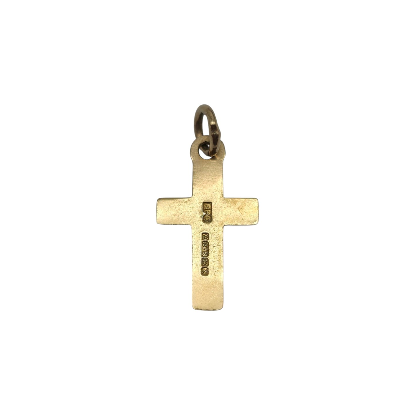 Petite 9ct 375 Yellow Gold Cross Charm 1974 L 1.3 cm 0.5 g.