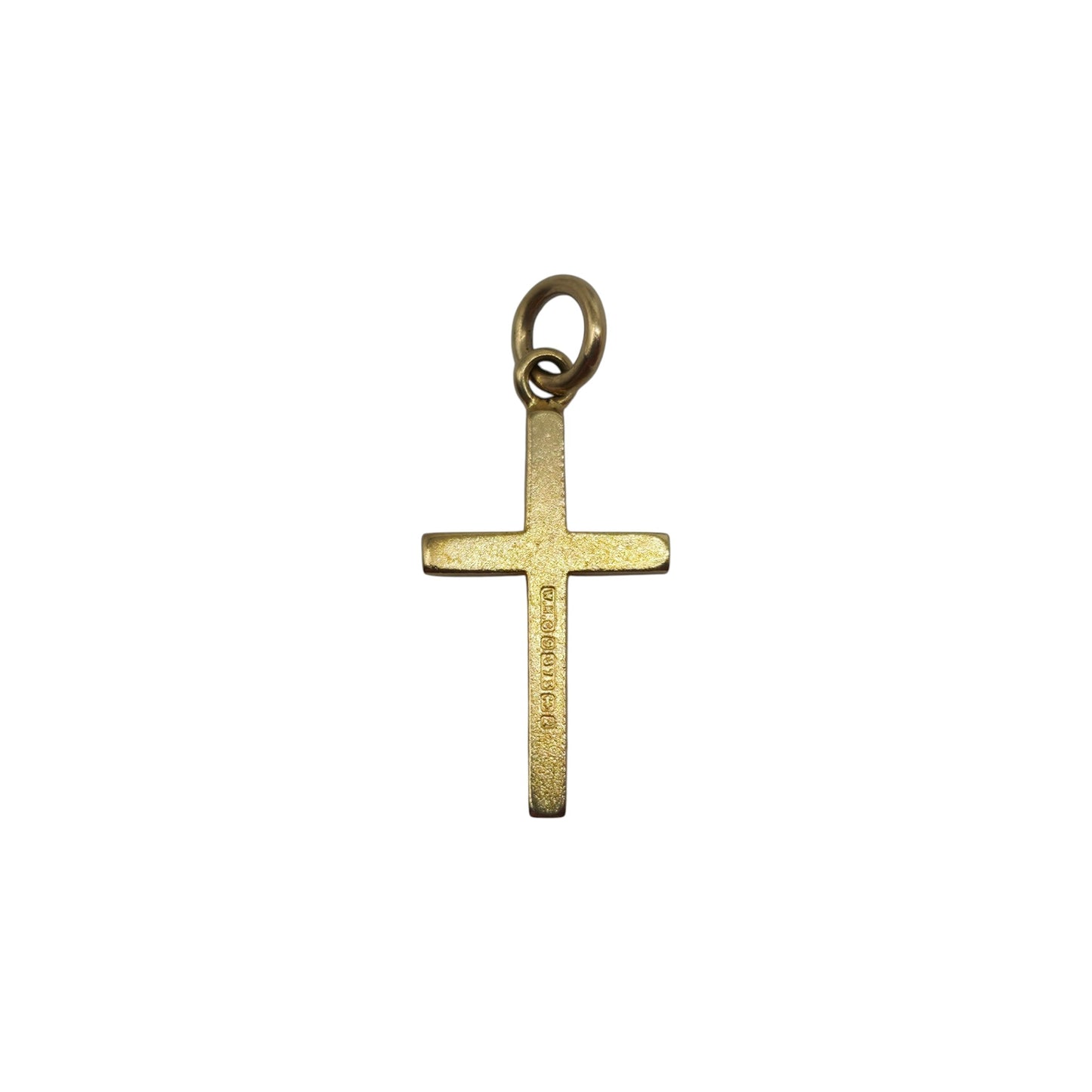 9ct 375 Yellow Gold Cross Charm 1965 L 1.6 cm 0.6 g.