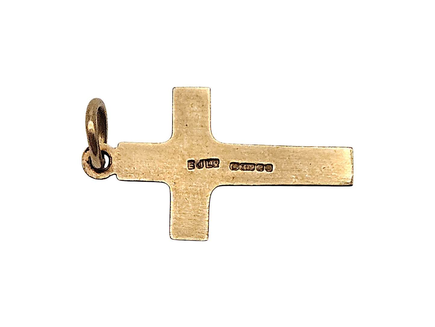 9ct 375 Yellow Gold Engraved Cross Charm 1978 L 1.9 cm 1.3 g.