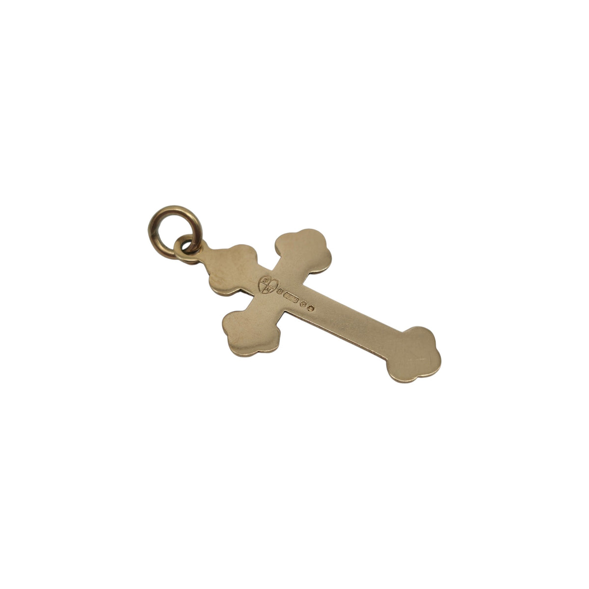 Decorative 9ct 375 Yellow Gold Cross Charm 1968 L 2.2 cm 0.7 g.