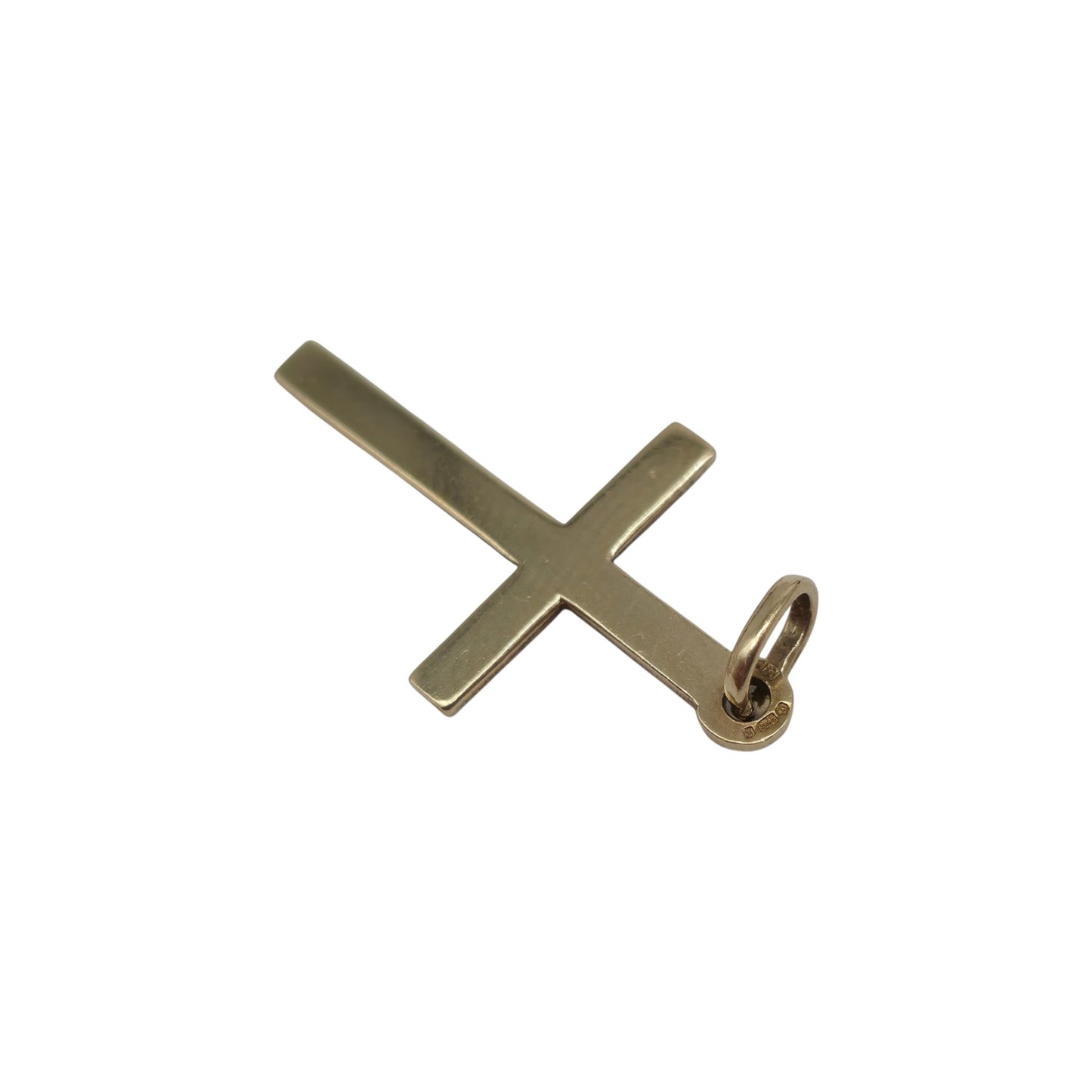 9ct 375 Yellow Gold Cross Pendant 1978 L 2.5 cm 1.1 g.