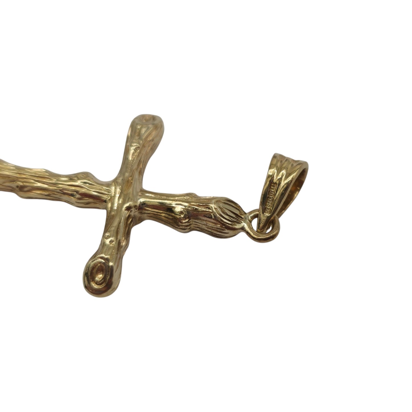 9ct 375 Yellow Gold Cross Pendant 1984 L 3.0 cm 2.0 g.